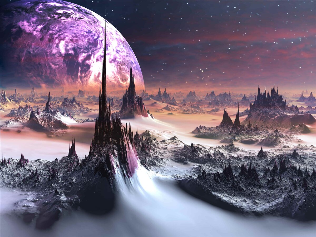 Fotobehang kosmisch landschap en universum