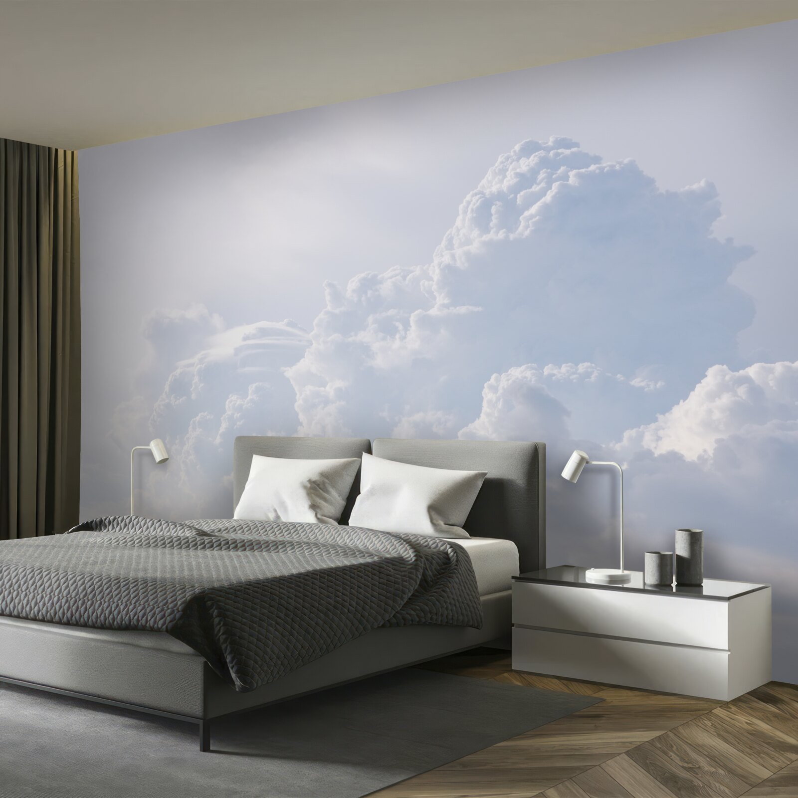 Fotobehang pluizige sneeuwwitte wolken