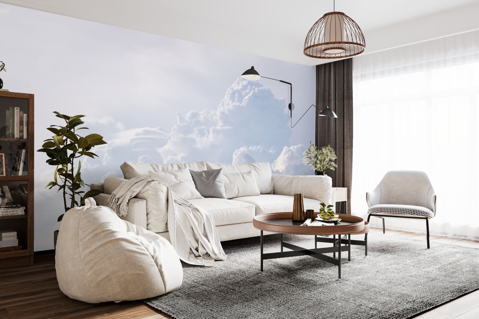 Fotobehang pluizige sneeuwwitte wolken