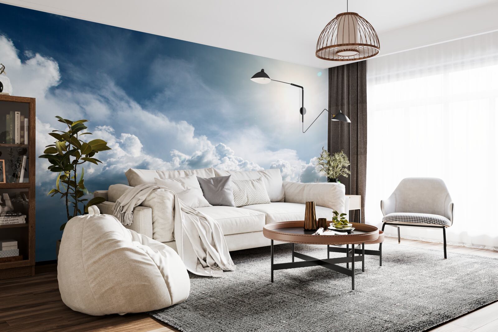 Fotobehang intens licht tussen stormachtige wolken