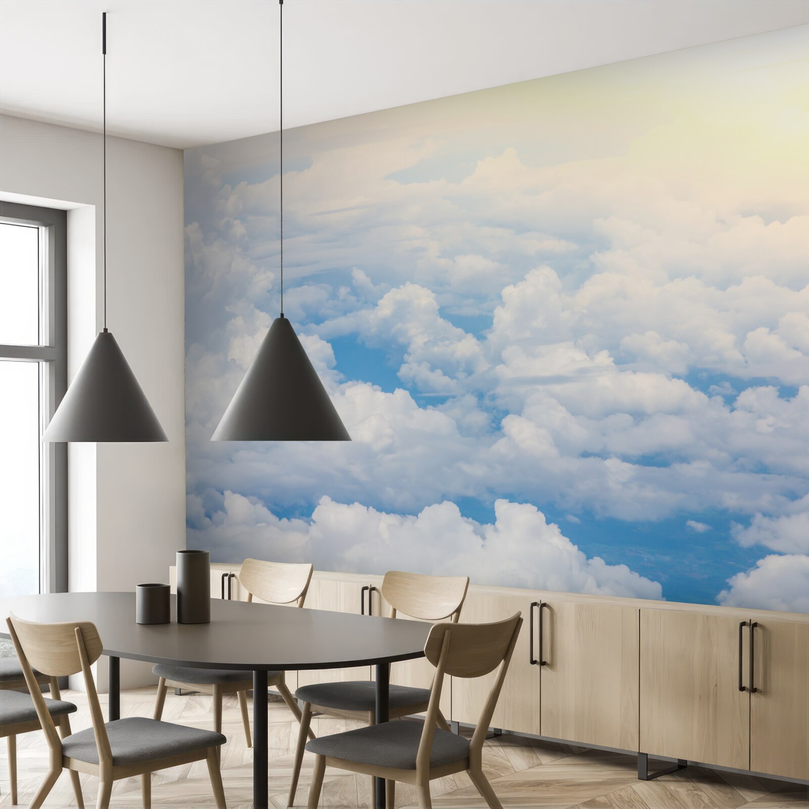 Fotobehang wolken wanneer de zon gaat slapen