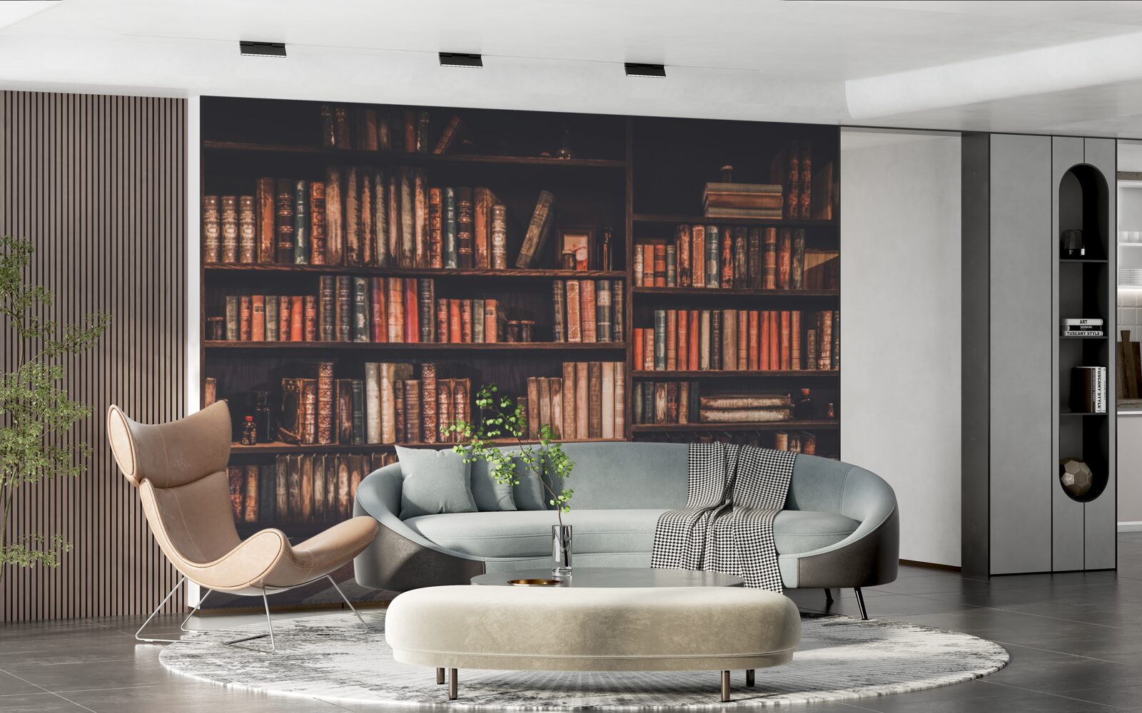 Fotobehang boeken opgestapeld op de planken