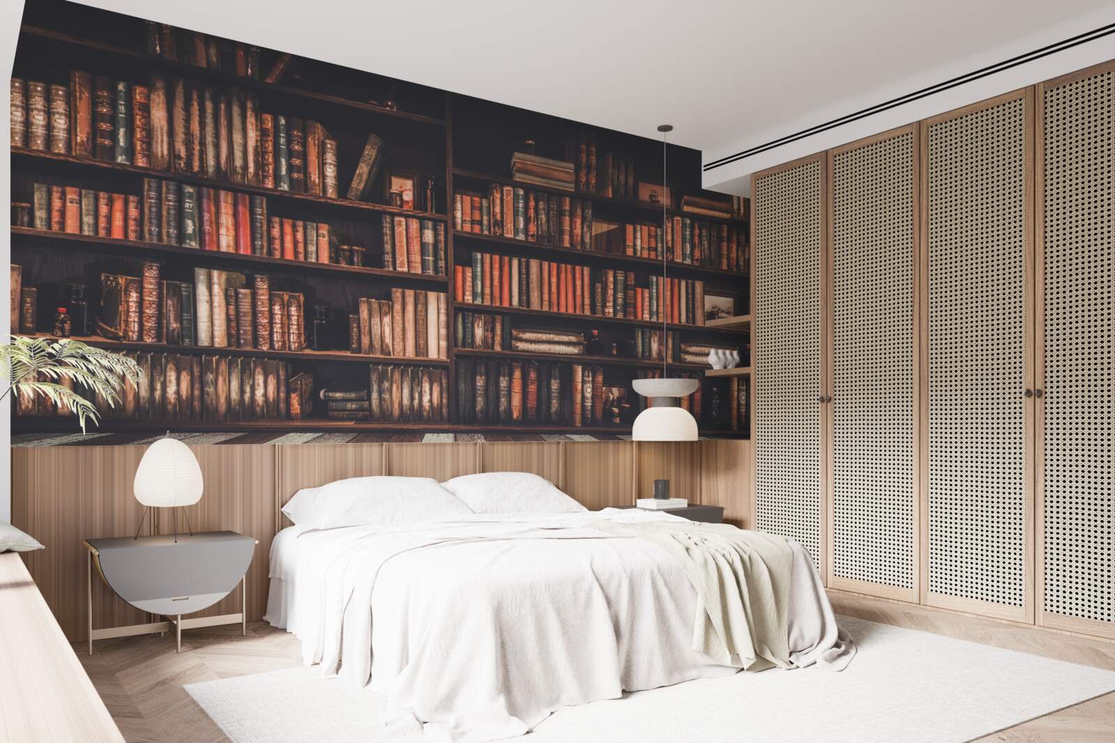 Fotobehang boeken opgestapeld op de planken