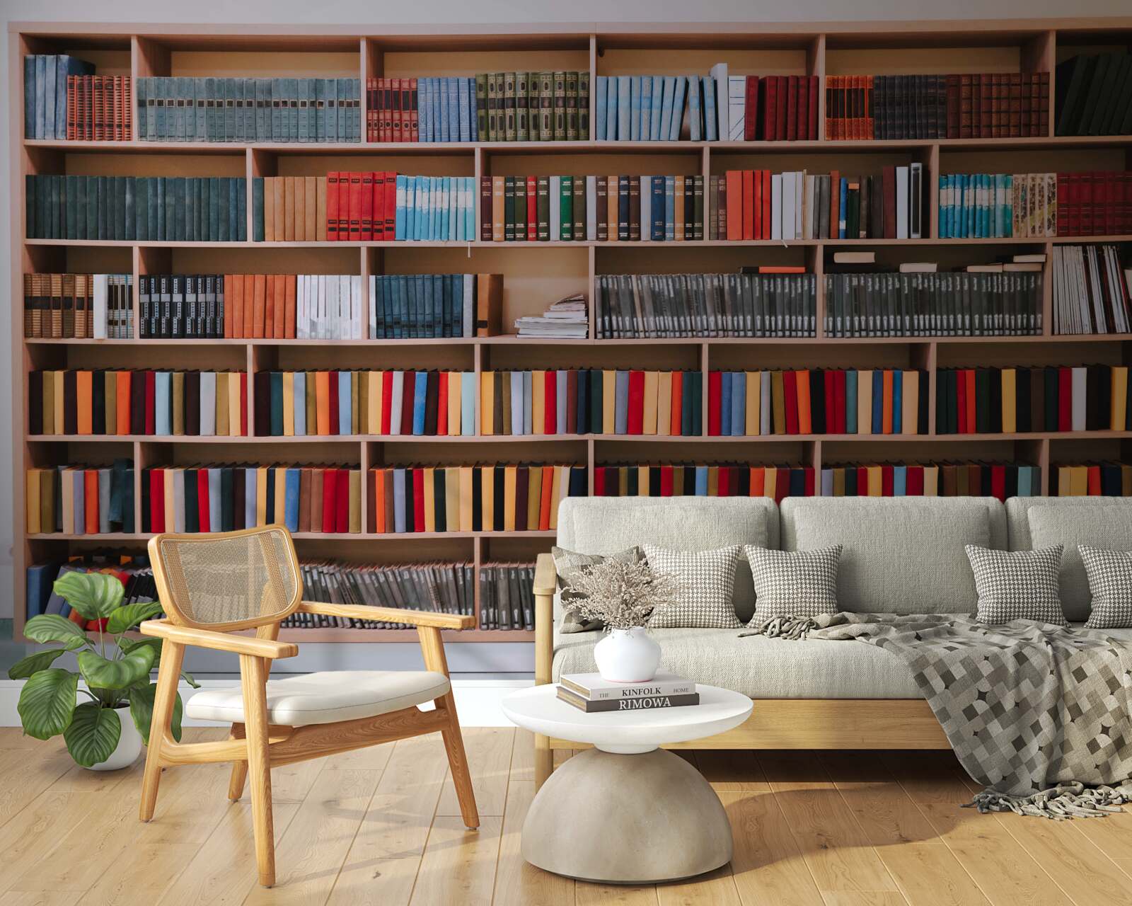 Fotobehang een uitgebreide boekencollectie thuis