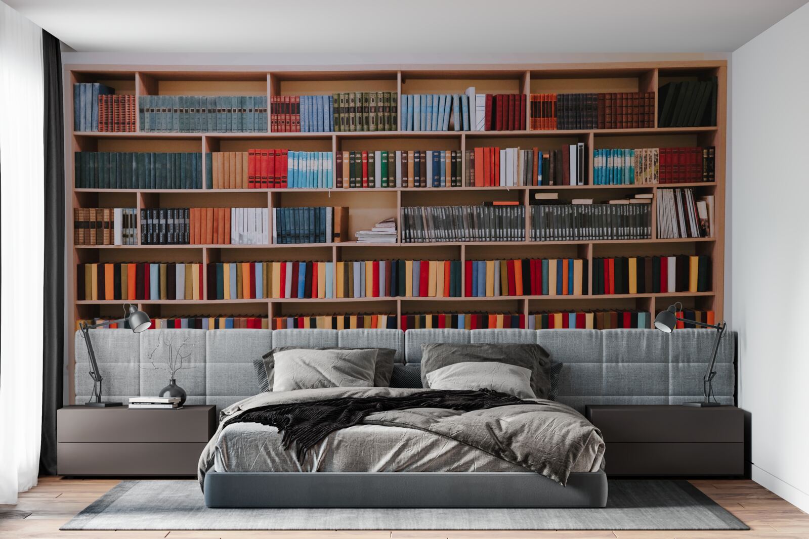Fotobehang een uitgebreide boekencollectie thuis