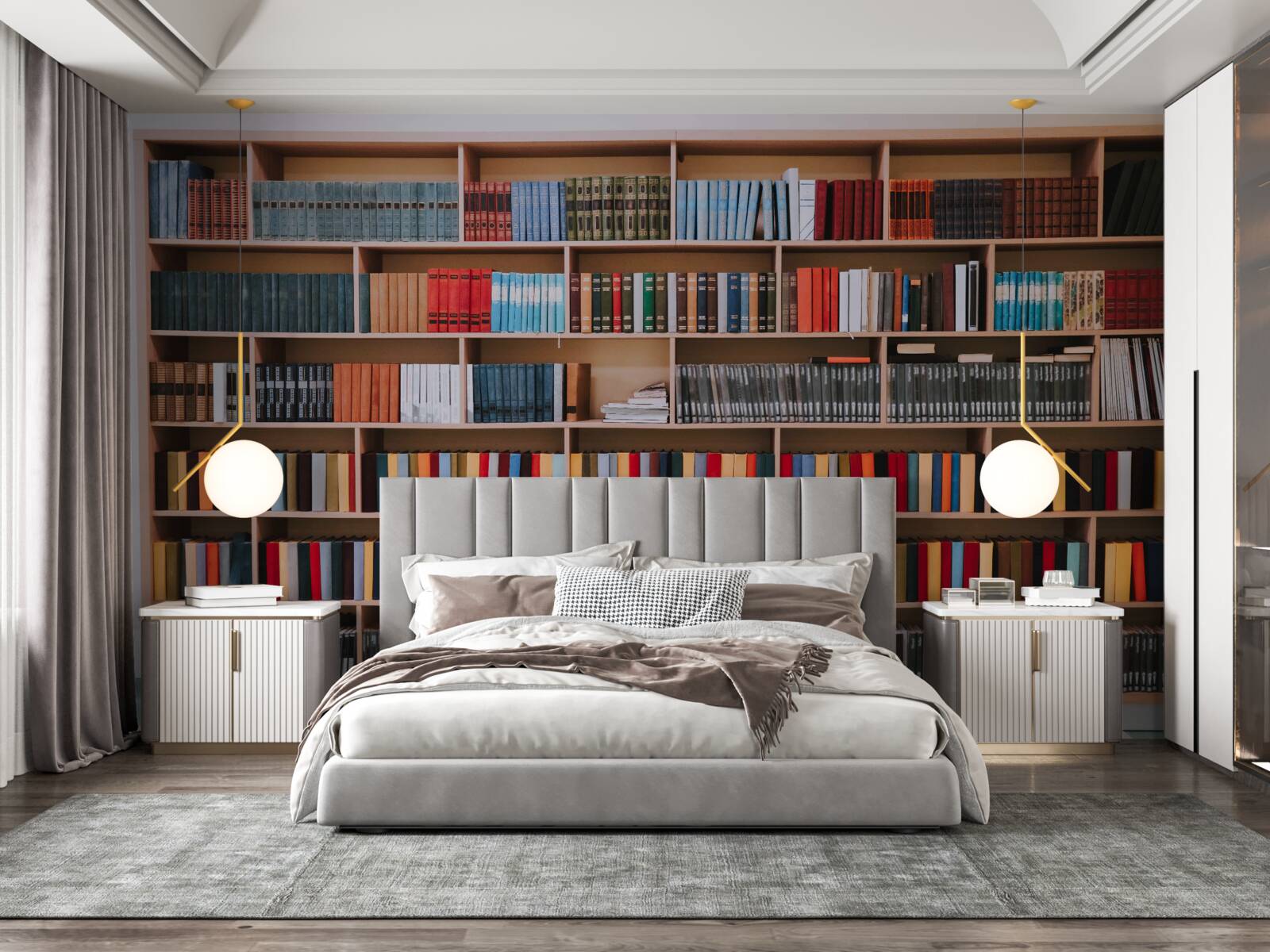 Fotobehang een uitgebreide boekencollectie thuis