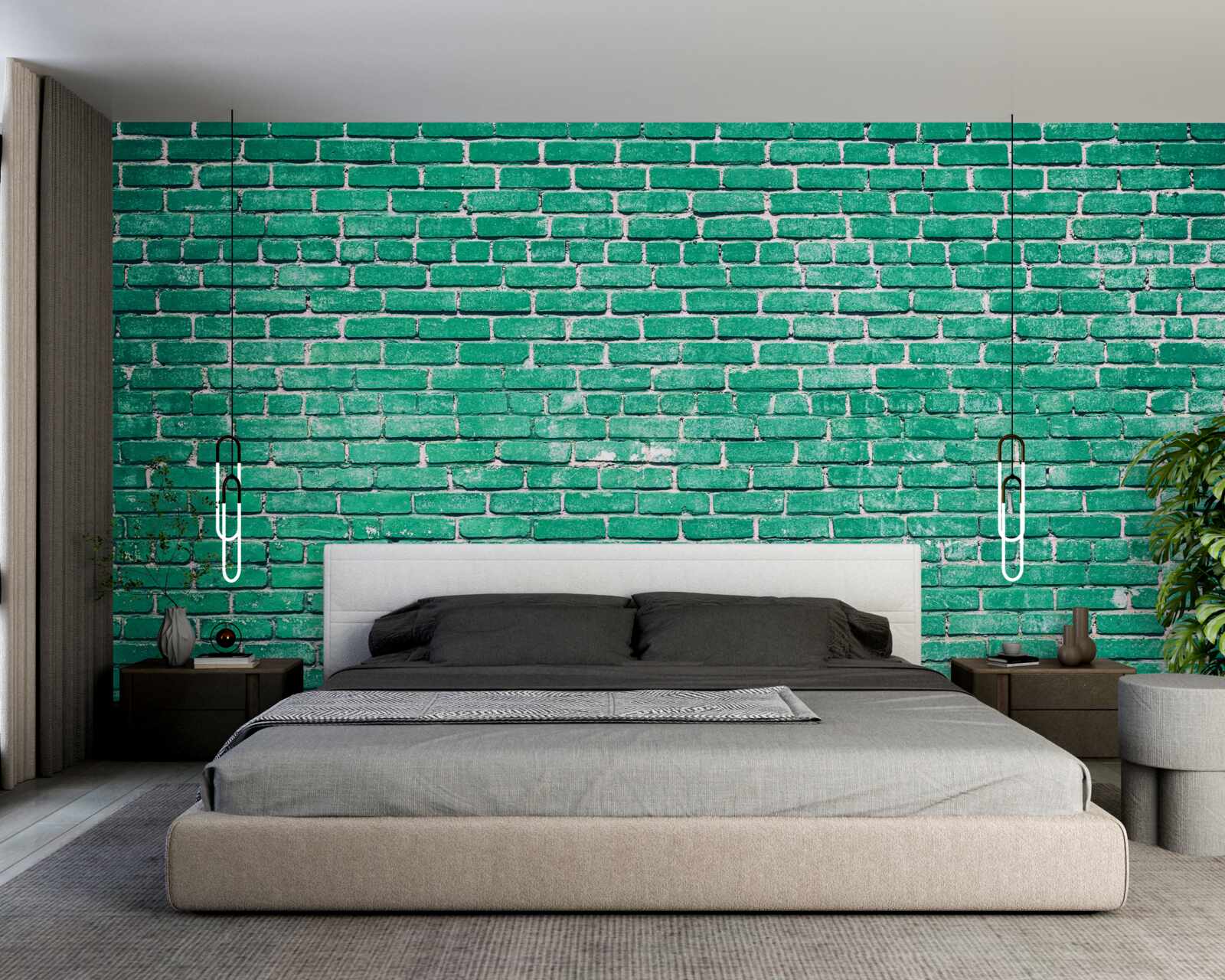 Fotobehang Turquoise bakstenen muur
