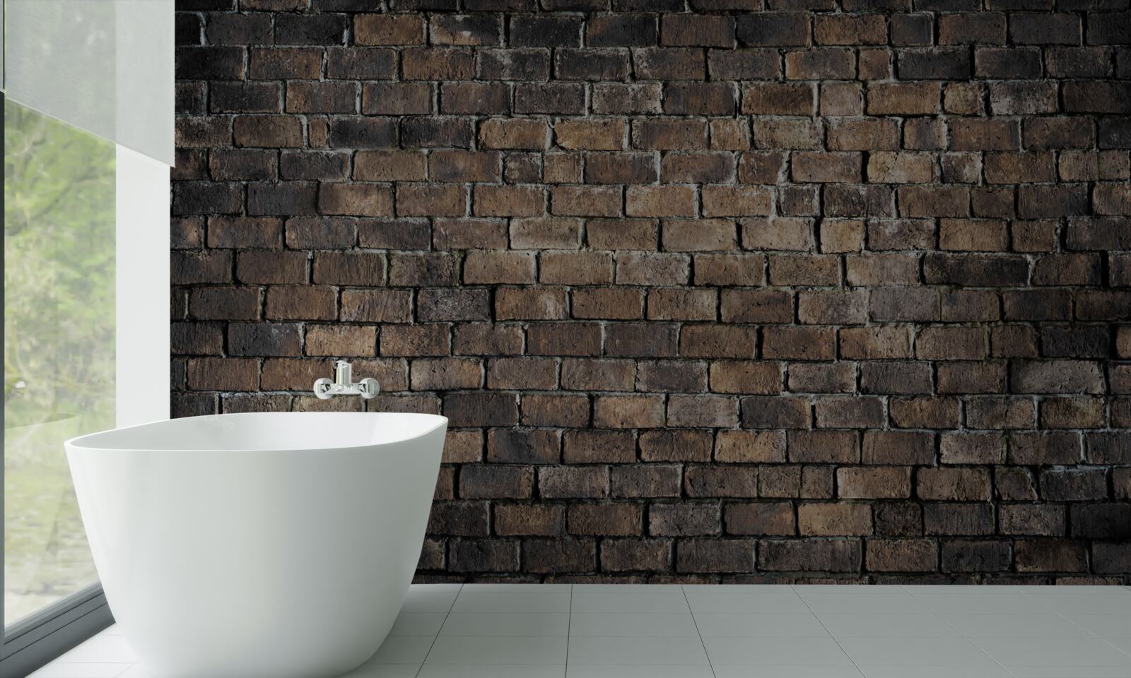 Fotobehang donkere kleur van een bakstenen muur