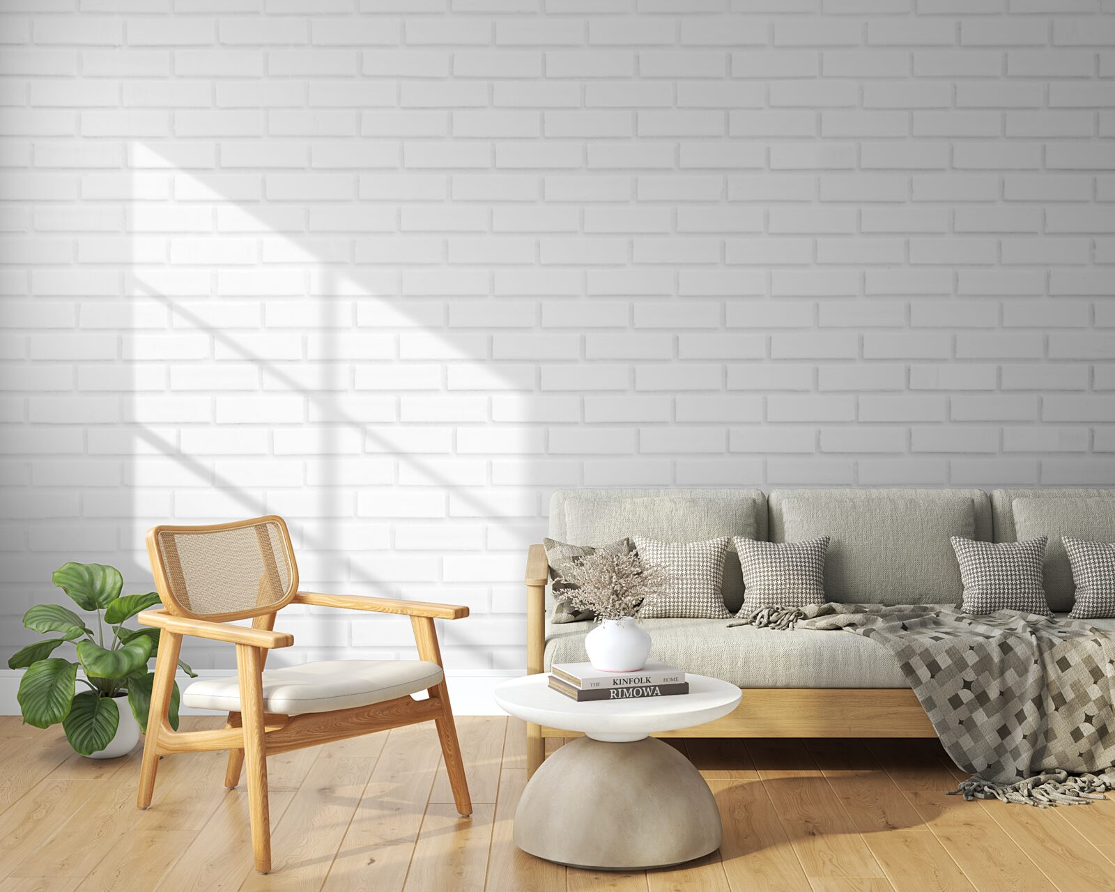 Fotobehang de bakstenen muur is maagdelijk wit