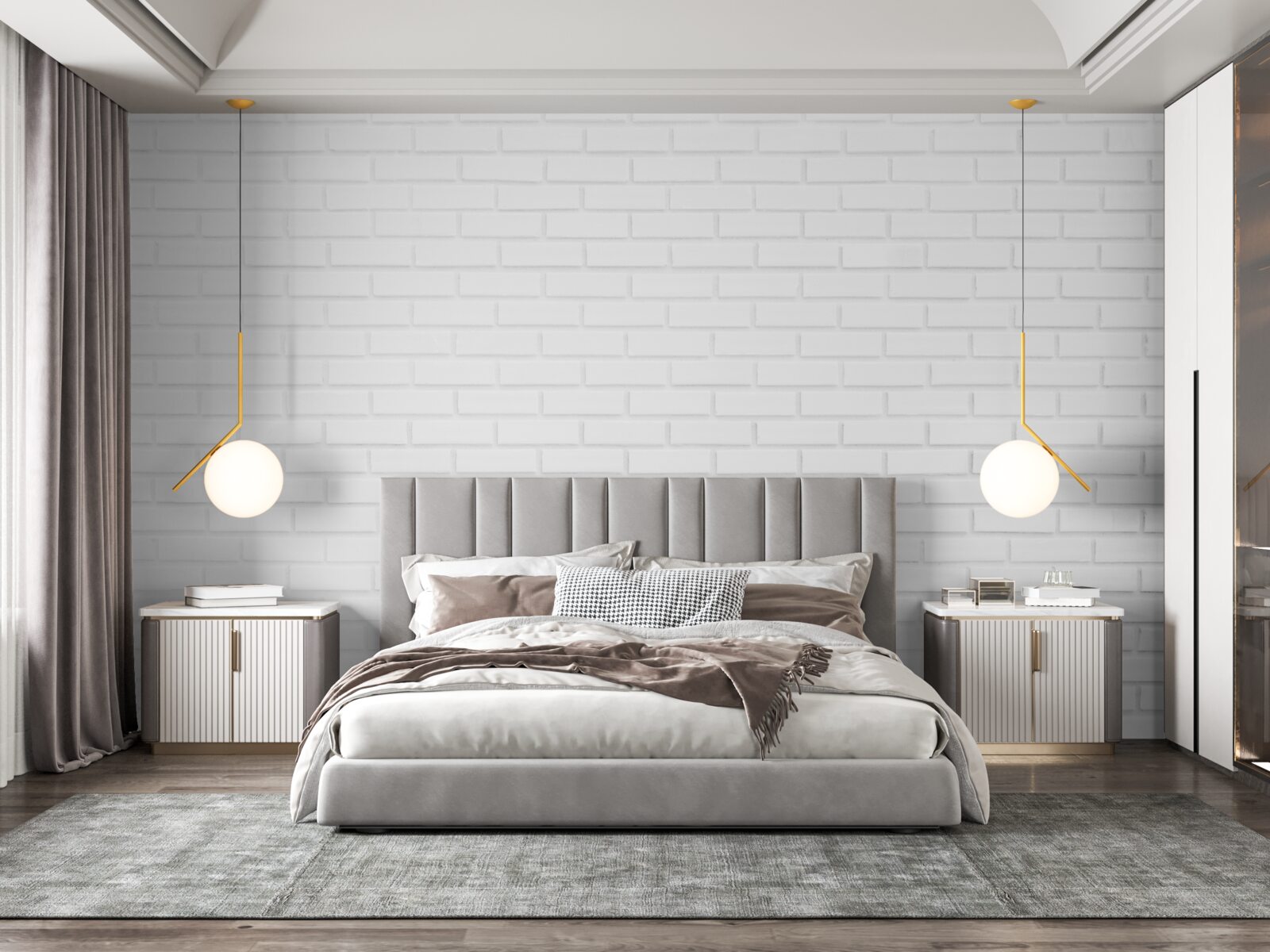 Fotobehang de bakstenen muur is maagdelijk wit