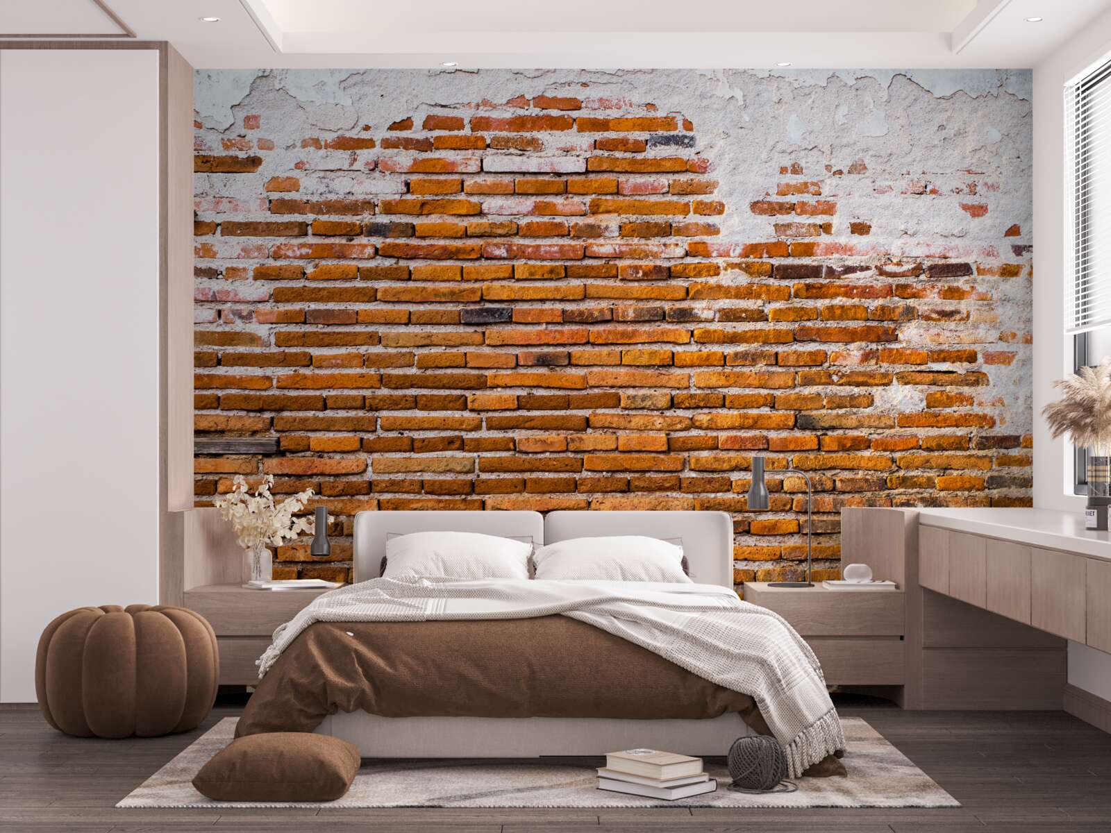 Fotobehang oude bakstenen muur die zijn uiterlijk heeft verloren