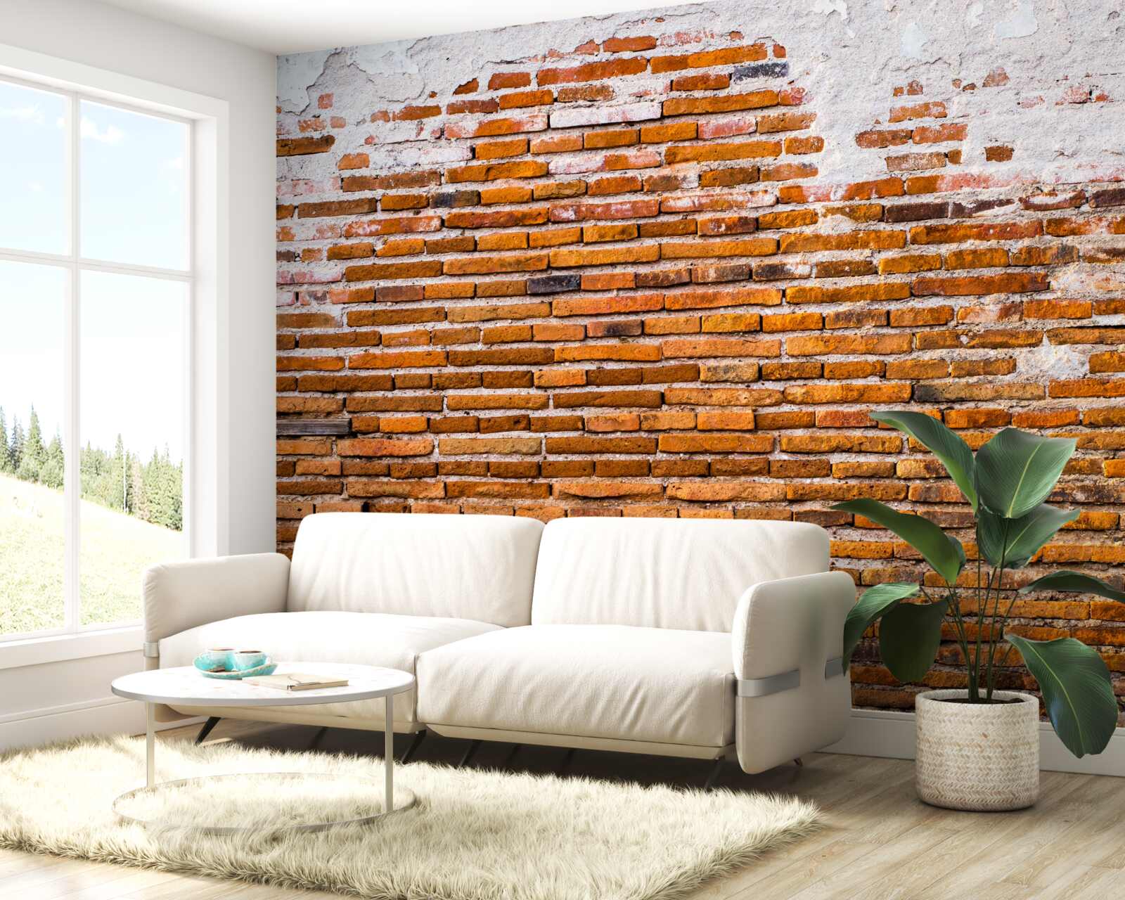 Fotobehang oude bakstenen muur die zijn uiterlijk heeft verloren