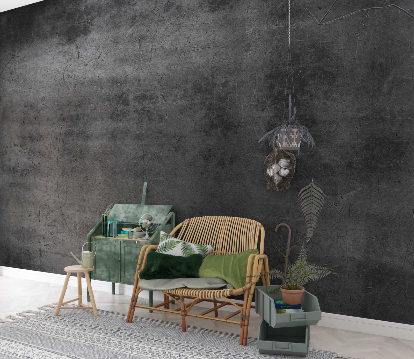 Fotobehang metallic grunge in donkere kleuren