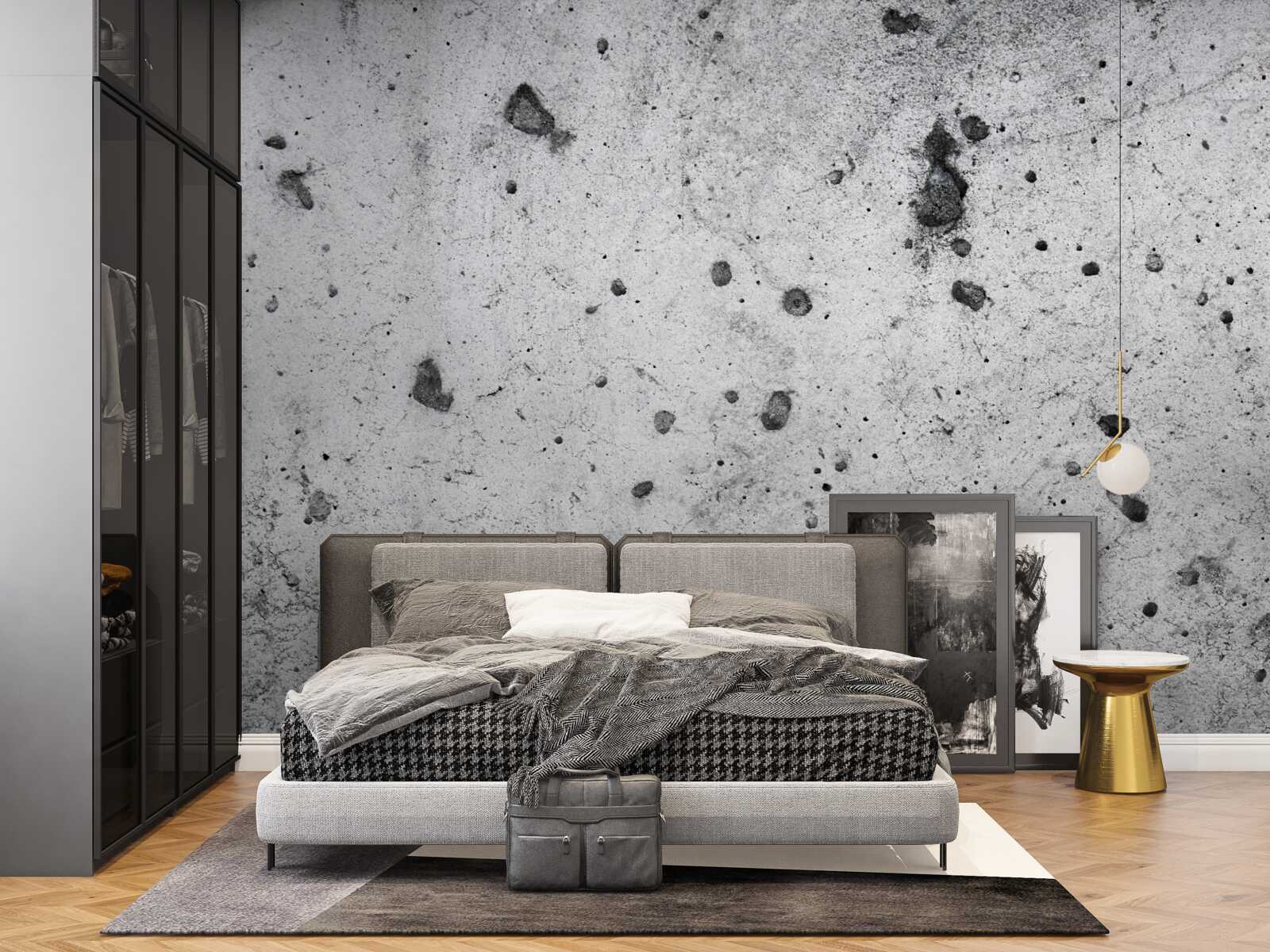 Fotobehang betonnen muur met donkere vlekken