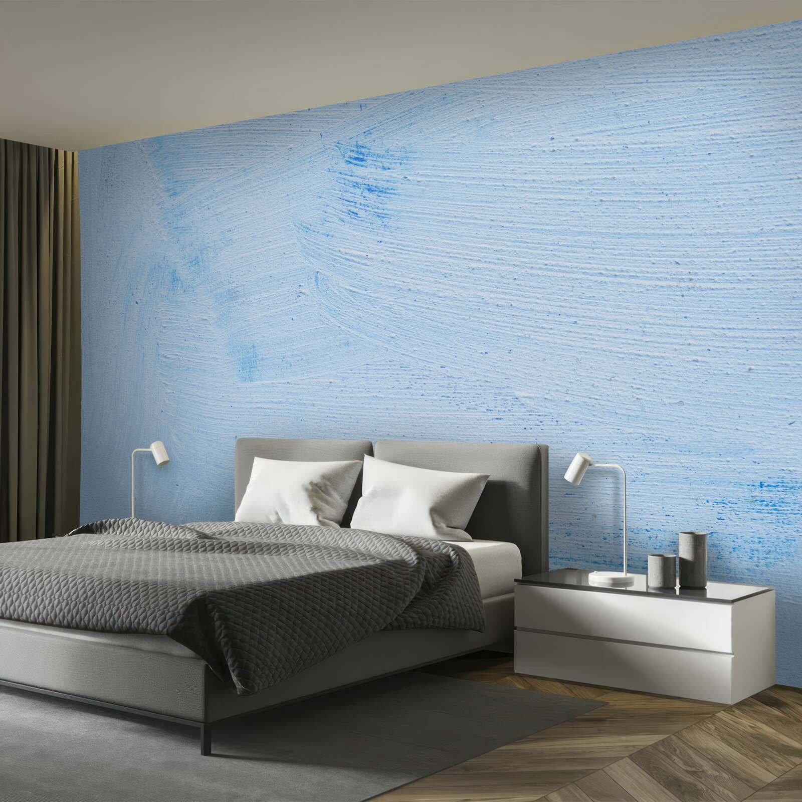 Fotobehang een laag zacht azuurblauw gips