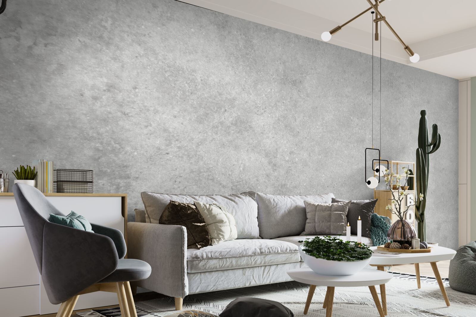 Fotobehang De muur is gemaakt van beton in een lichtgrijze tint