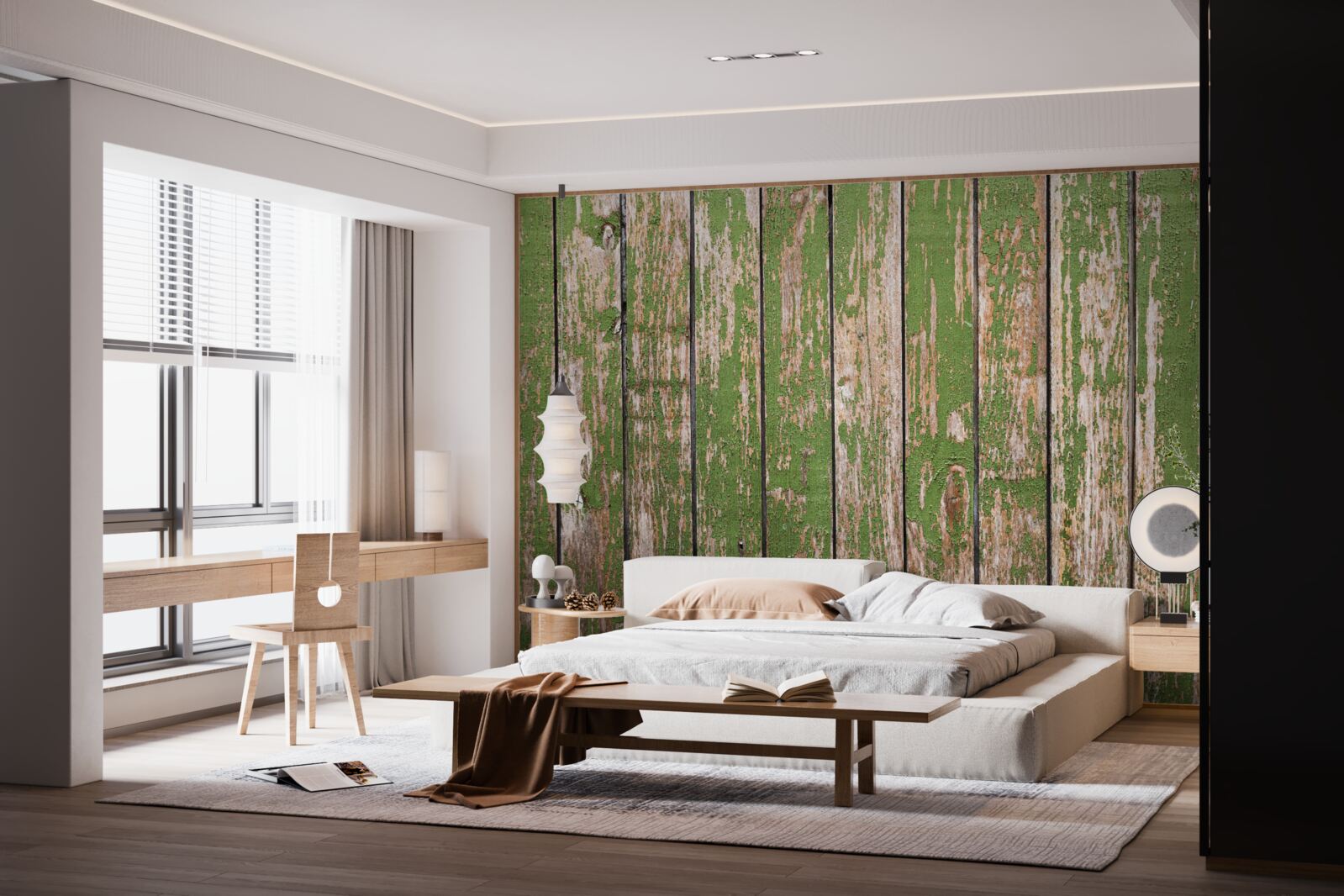 Fotobehang oud, vervallen groen hek