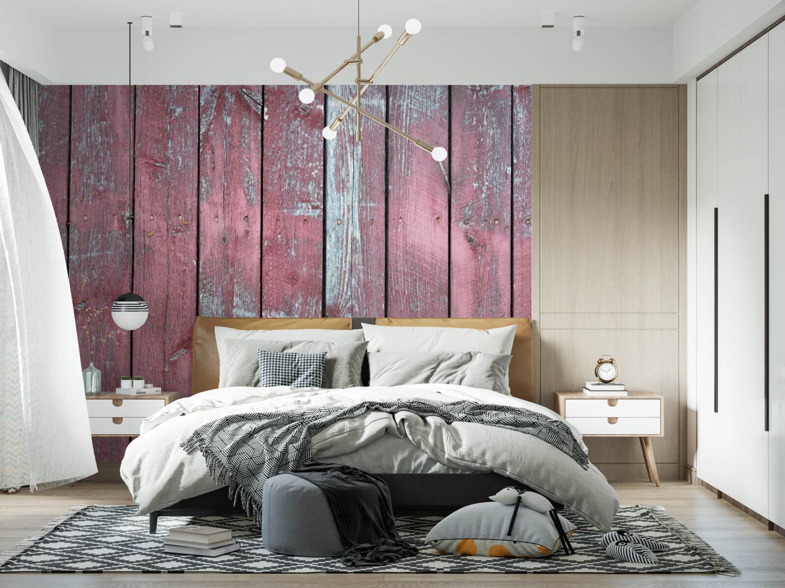 Fotobehang houten achtergrond in een oude lila tint