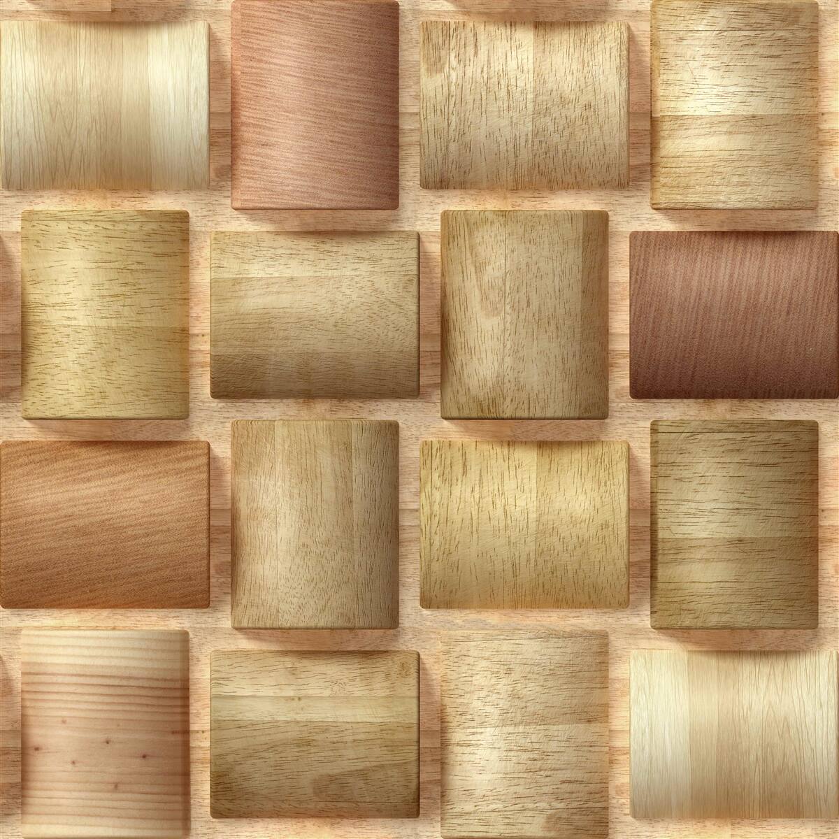 Fotobehang veelkleurige houten kubussen