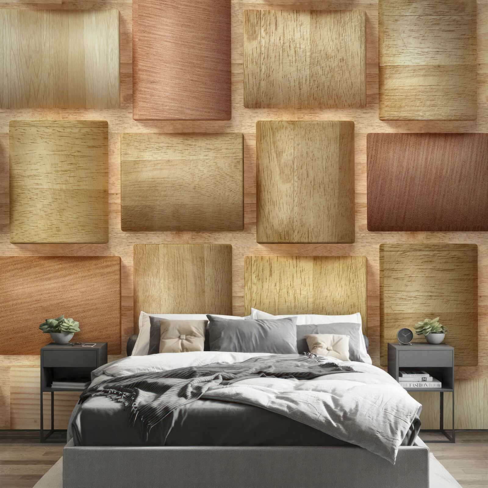 Fotobehang veelkleurige houten kubussen