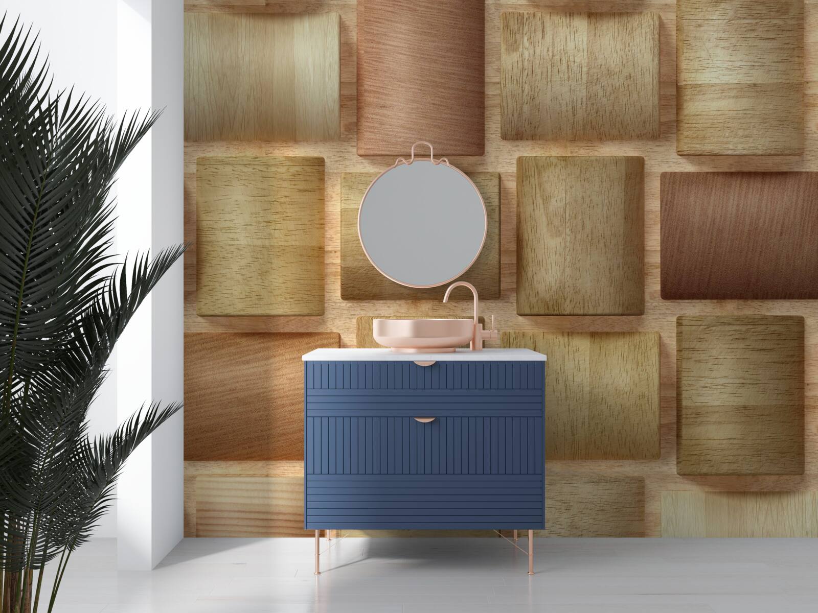 Fotobehang veelkleurige houten kubussen