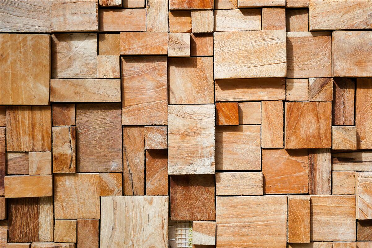 Fotobehang decoratief product gemaakt van houtfragmenten