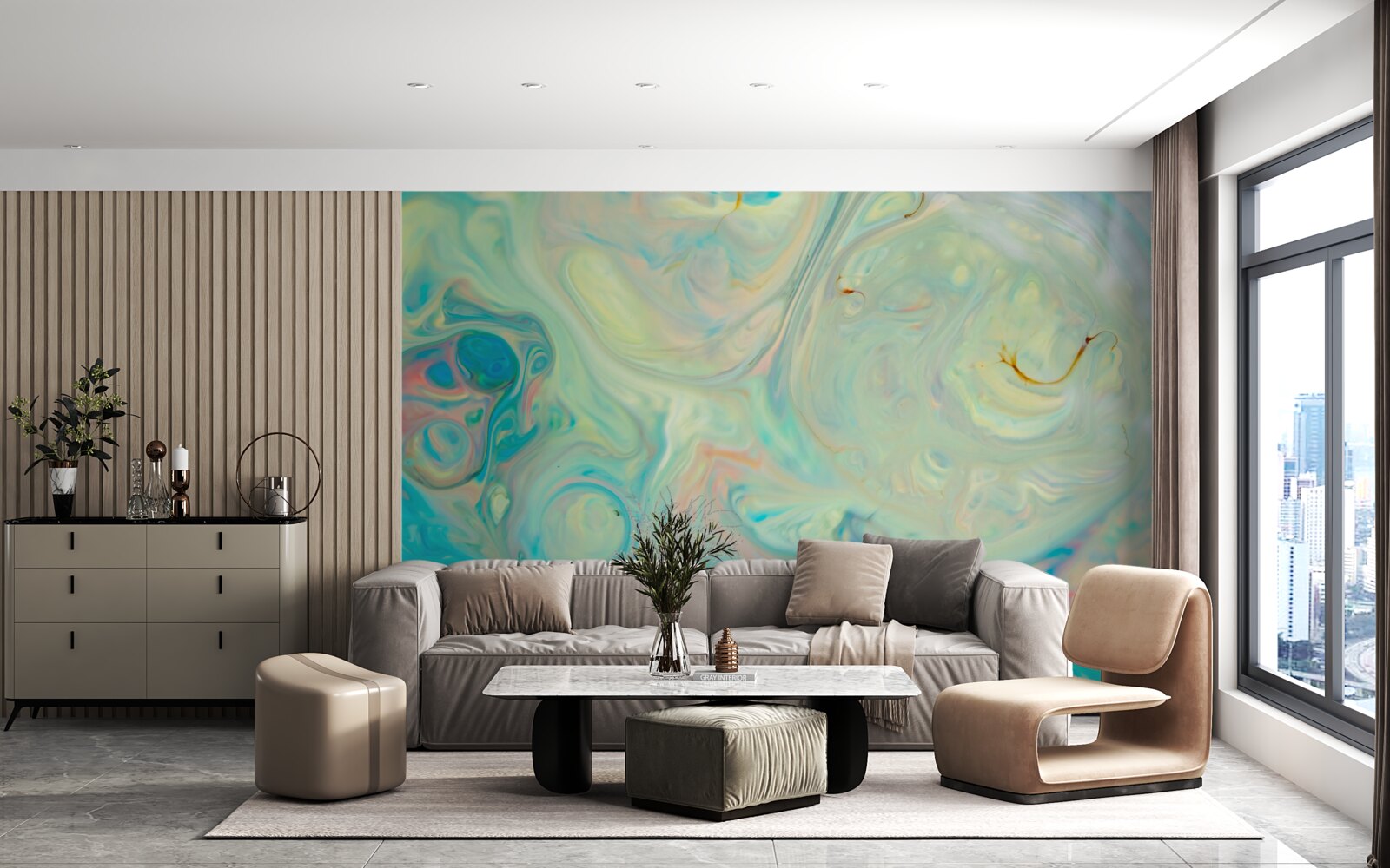 Fotobehang licht turquoise achtergrond