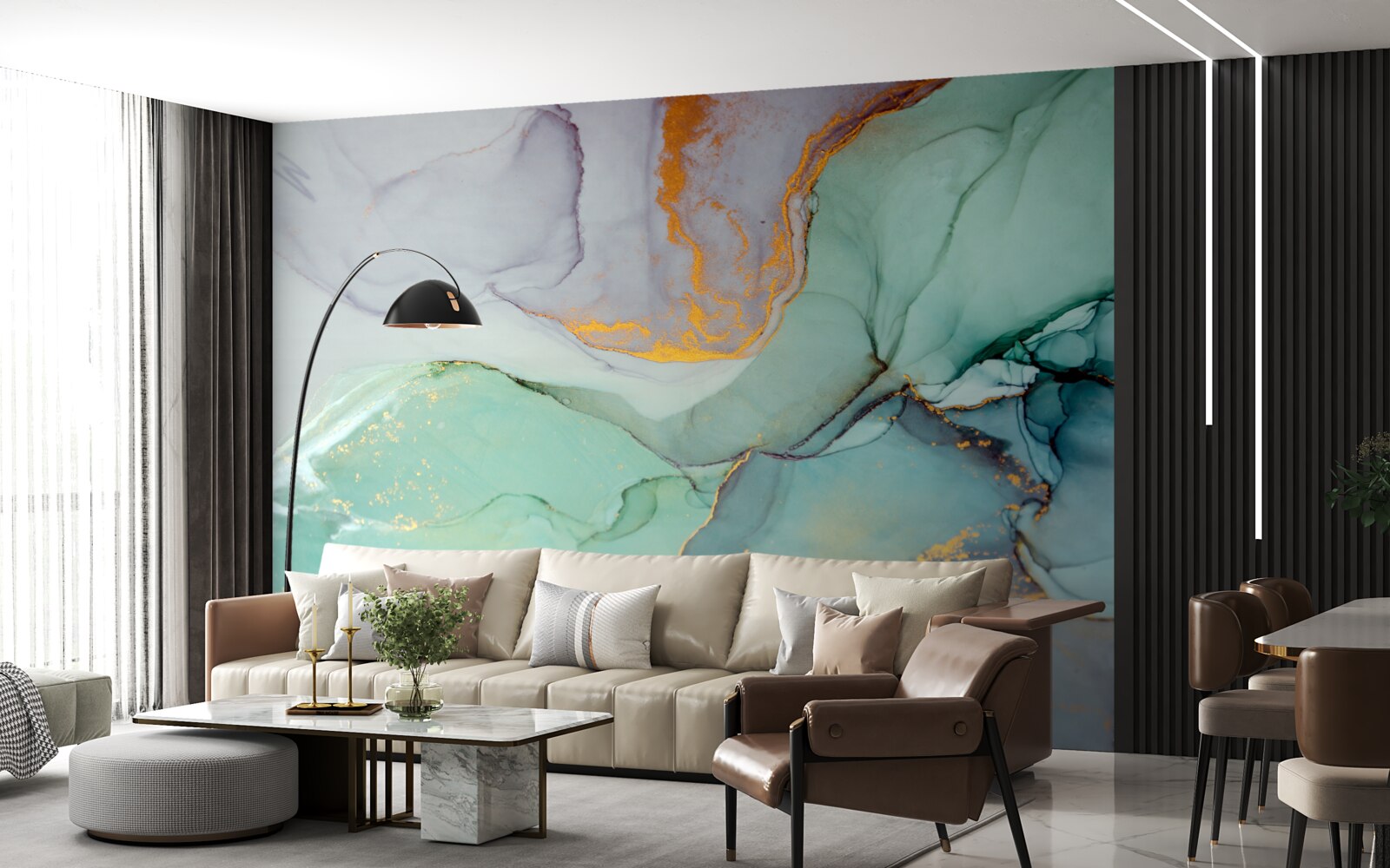 Fotobehang turquoise tint van het ontwerp