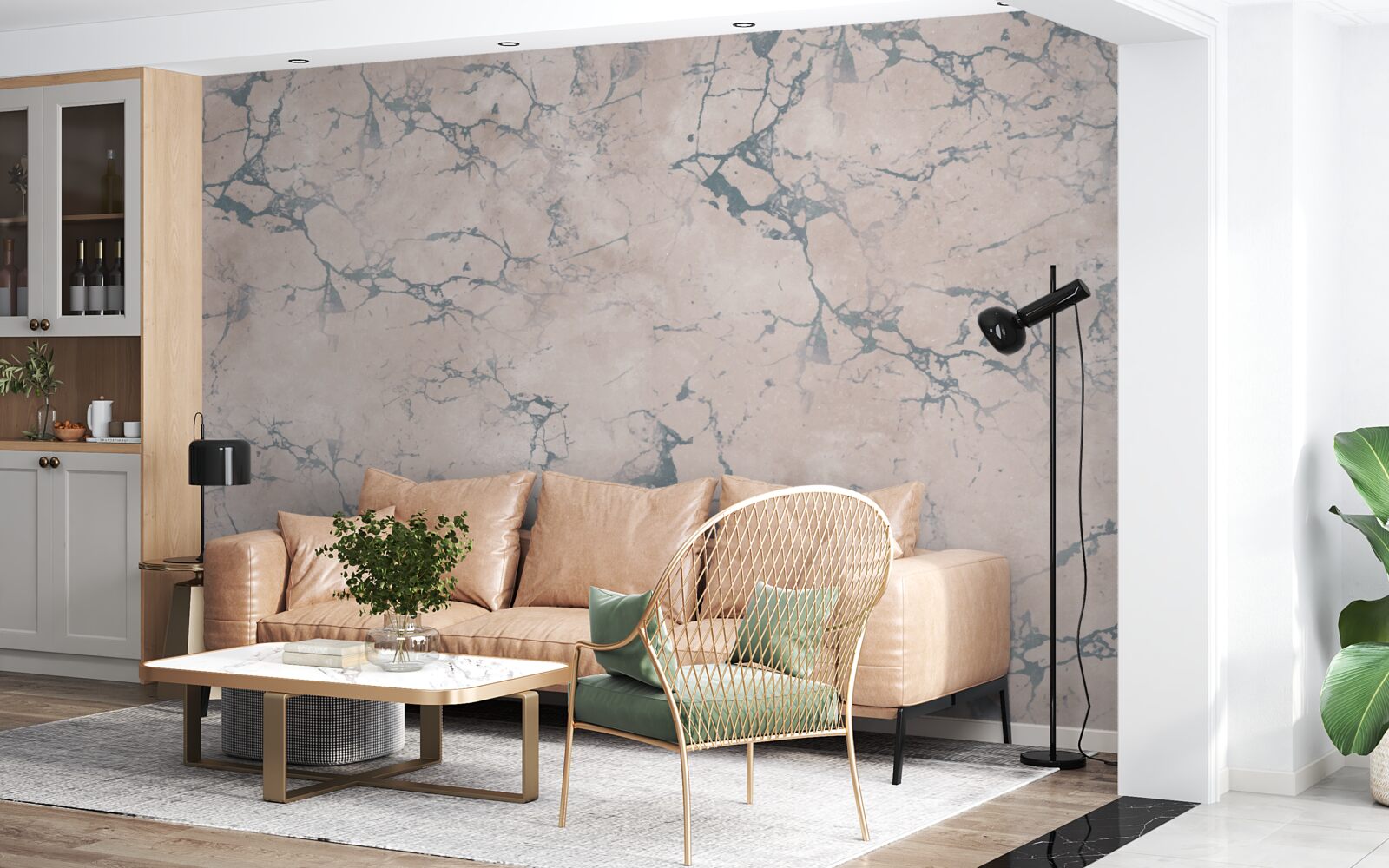 Fotobehang licht gemarmerde textuur