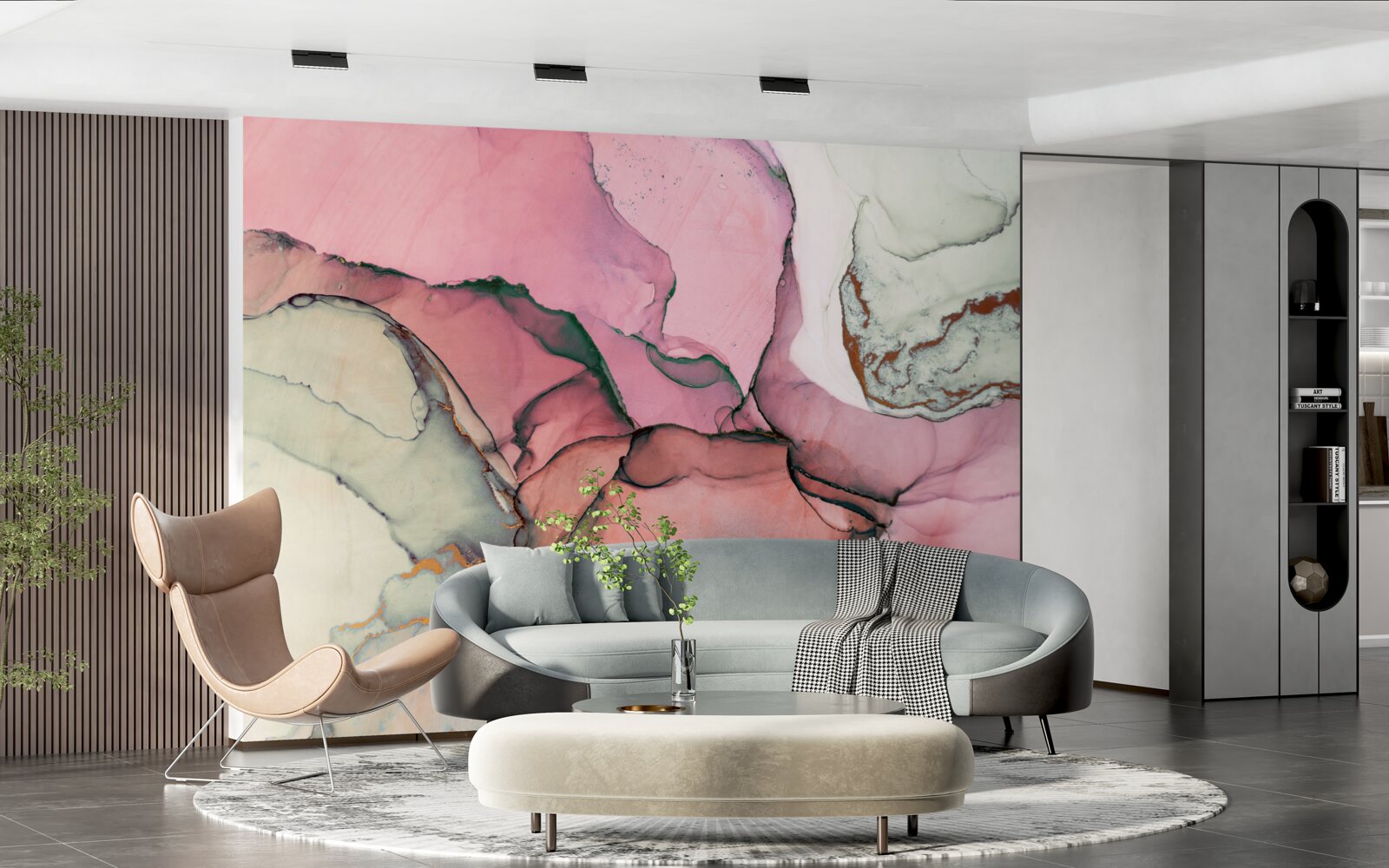 Fotobehang marmer in roze tinten, abstract geïnspireerd