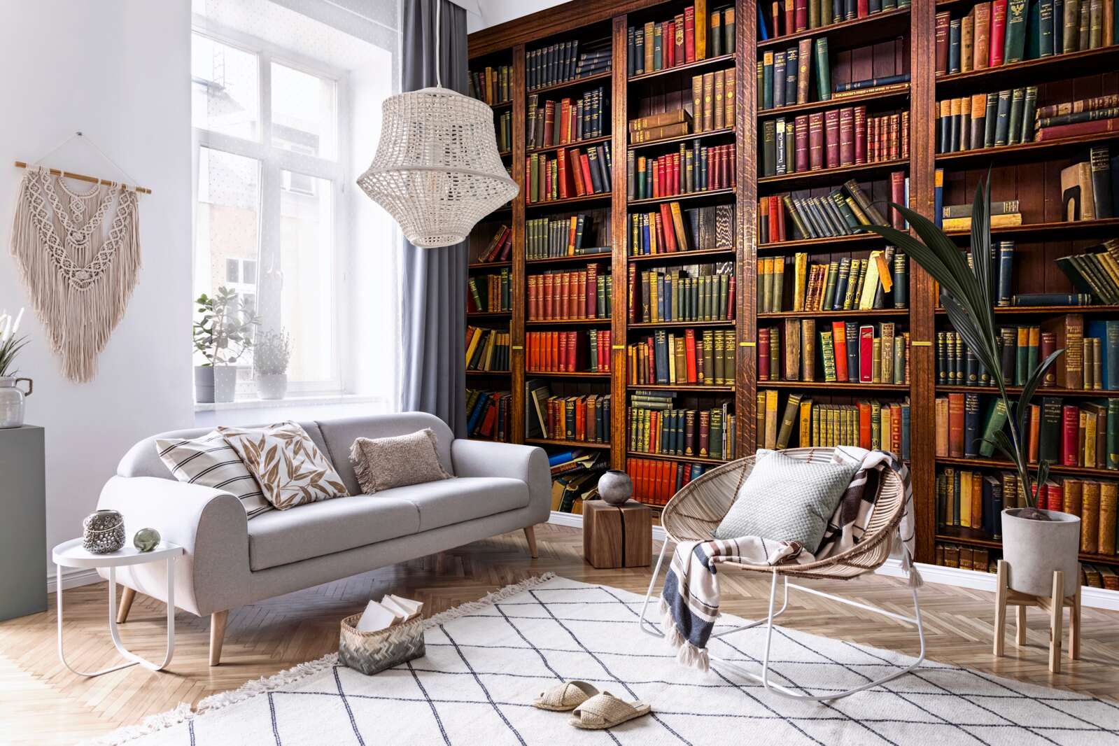 Fotobehang uitgebreide bibliotheek met boeken