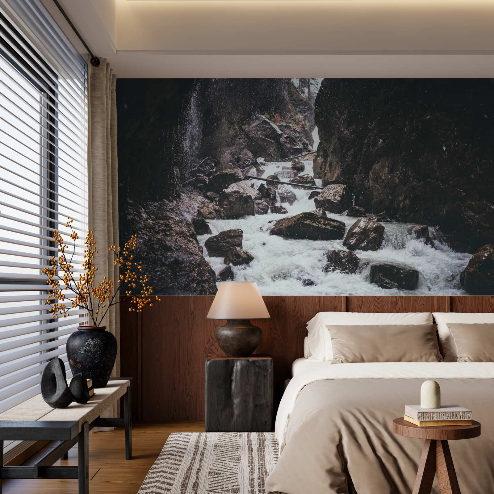 Fotobehang tussen de rotsen is een majestueuze bergwaterval