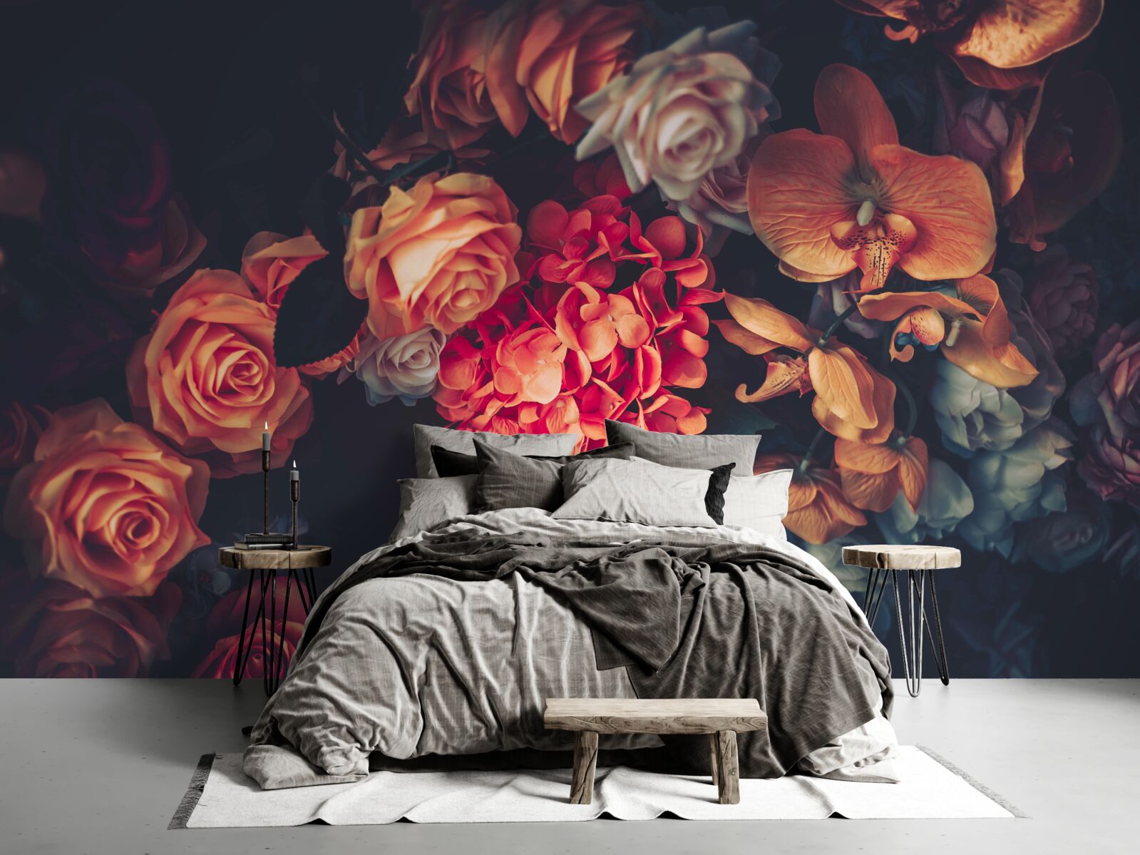 Fotobehang herfst bloemstuk in vintage stijl