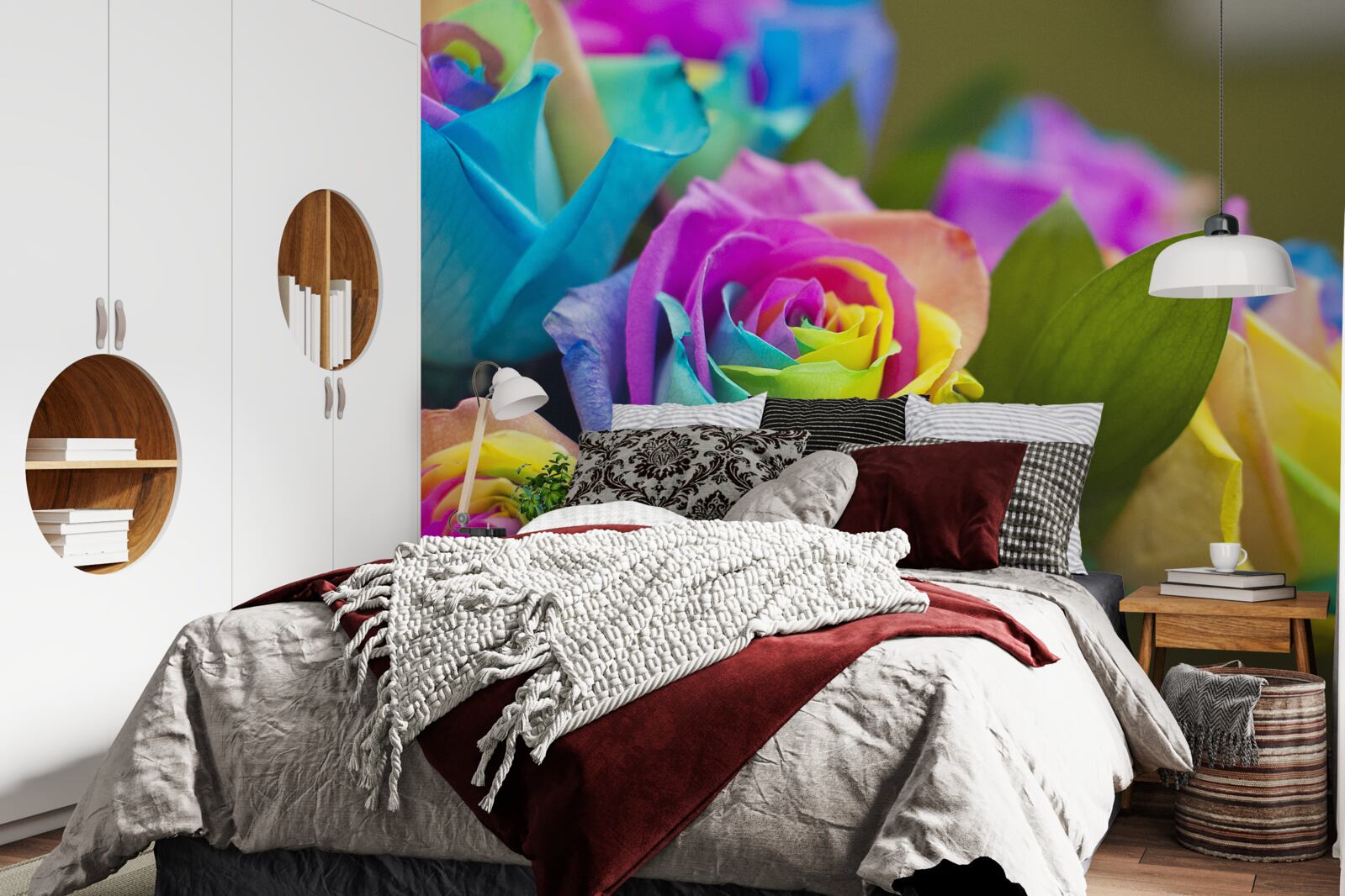 Fotobehang boeket bevat een prachtige regenboog roos