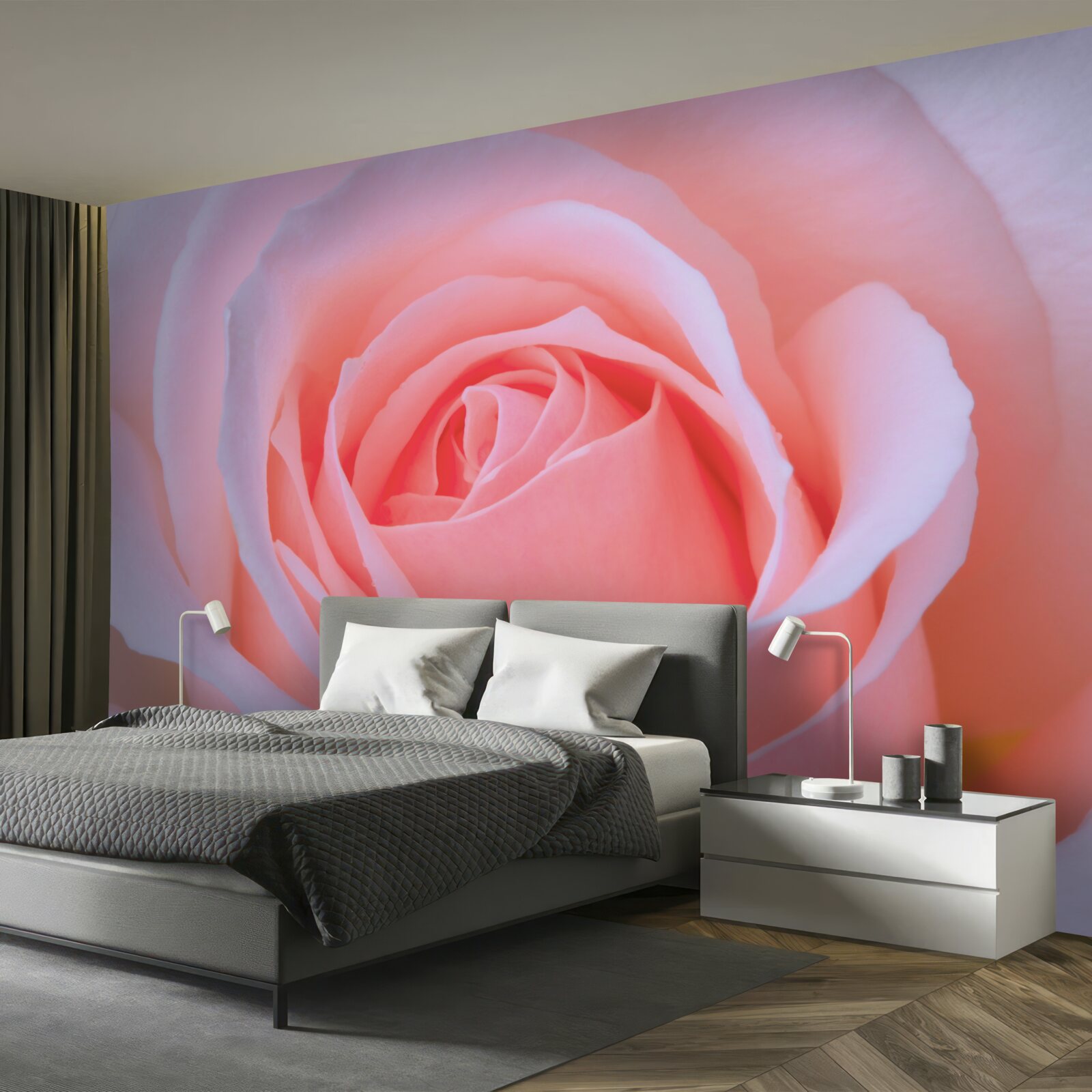 Fotobehang tere roos met prachtige roze bloemblaadjes