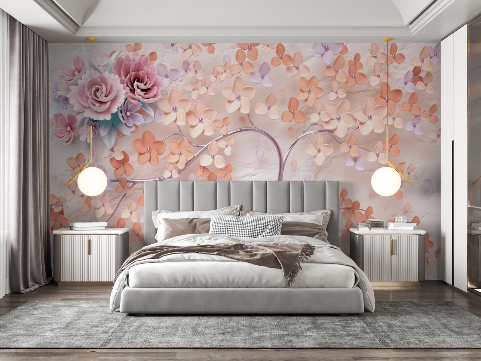 Fotobehang boom in heldere herfstkleuren