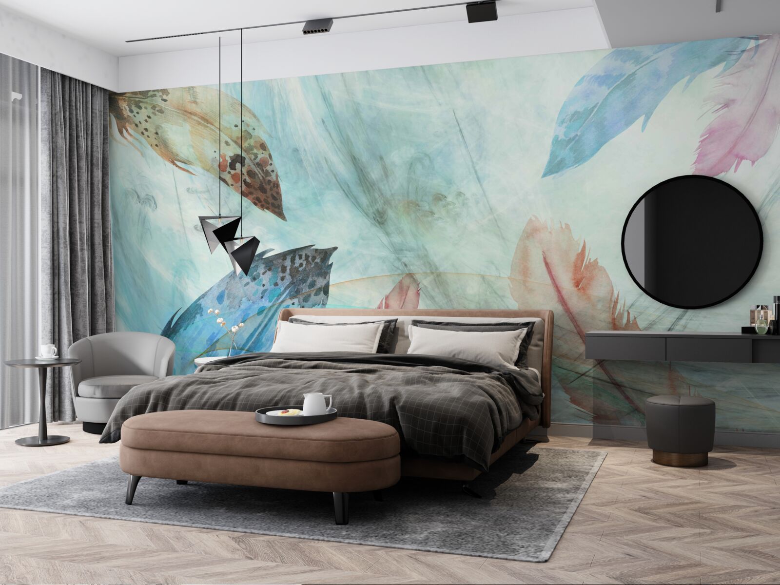 Fotobehang heldere pennen geschilderd met aquarelverf
