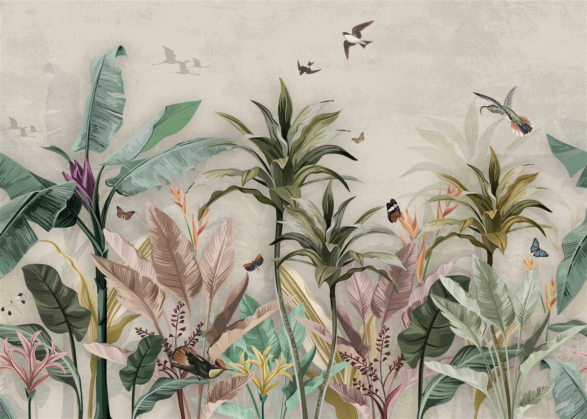 Fotobehang de tropen zijn een plek waar vogels plezier vinden