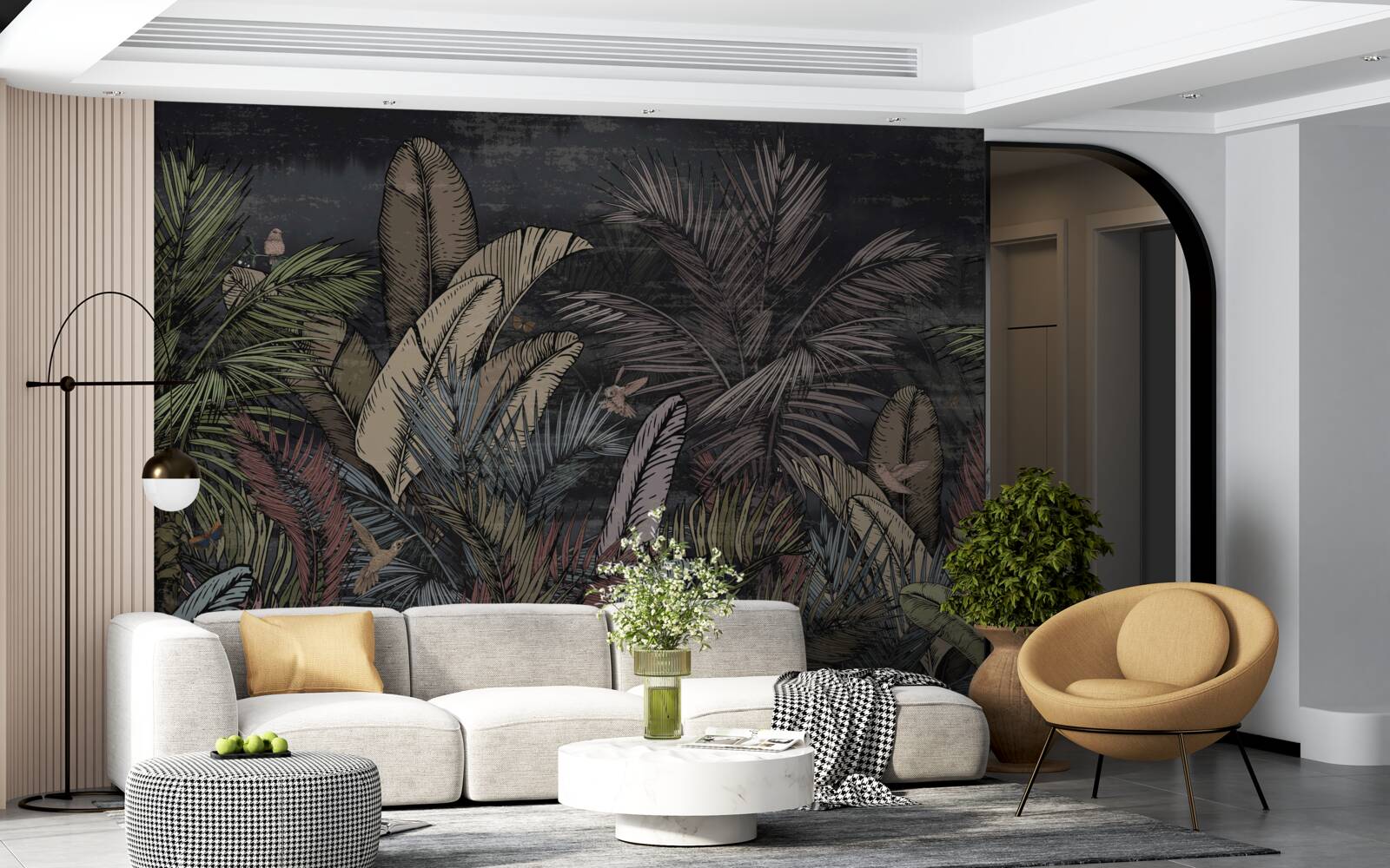 Fotobehang wanneer de nacht valt, tropische planten