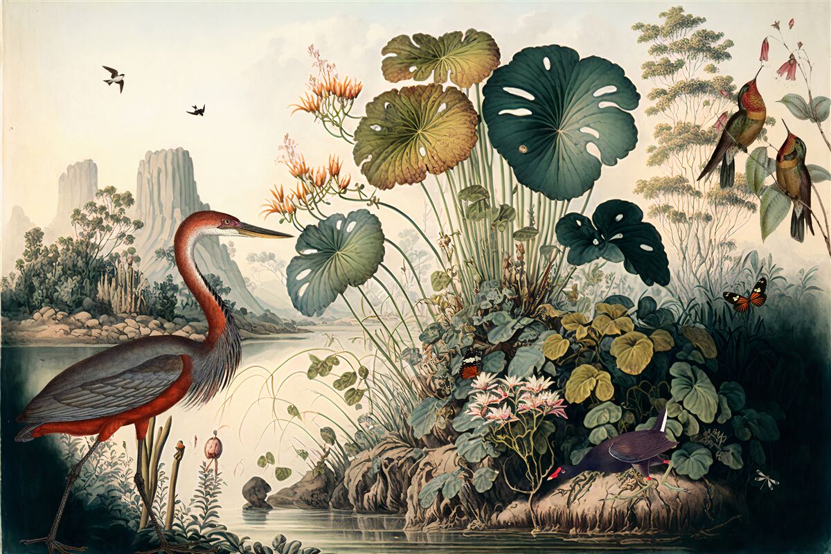 Fotobehang waterplanten en fonteinkruiden