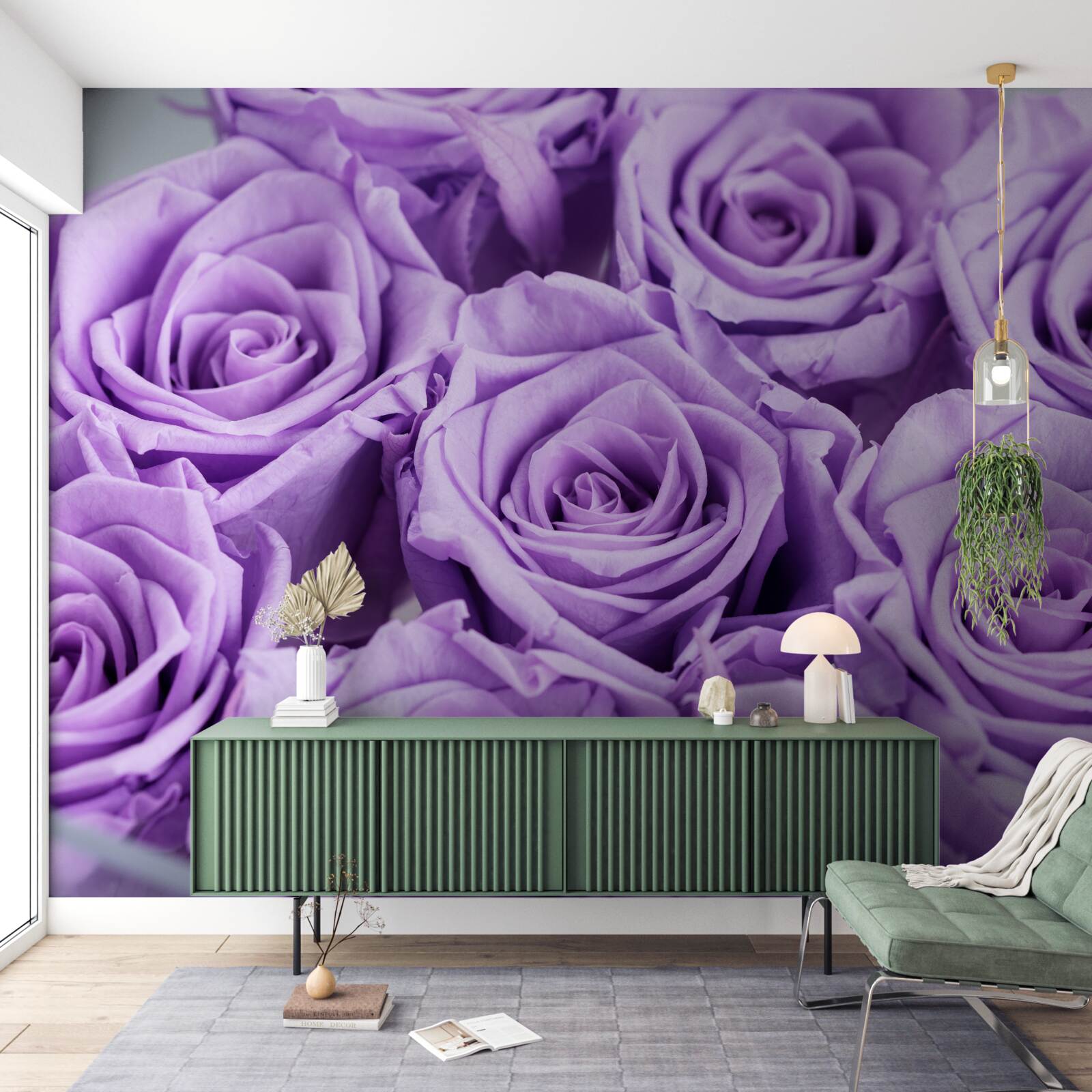 Fotobehang samenstelling van amethistrozen