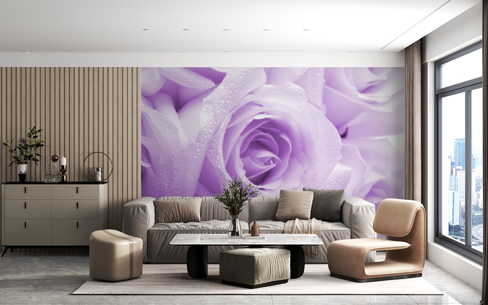 Fotobehang close-up van lilaroze bloemen