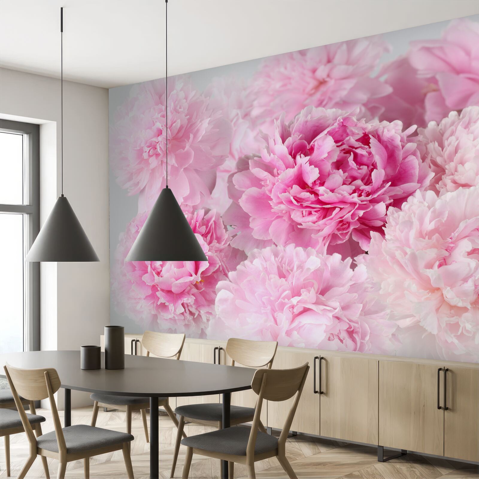 Fotobehang prachtige pioenrozen in roze tinten