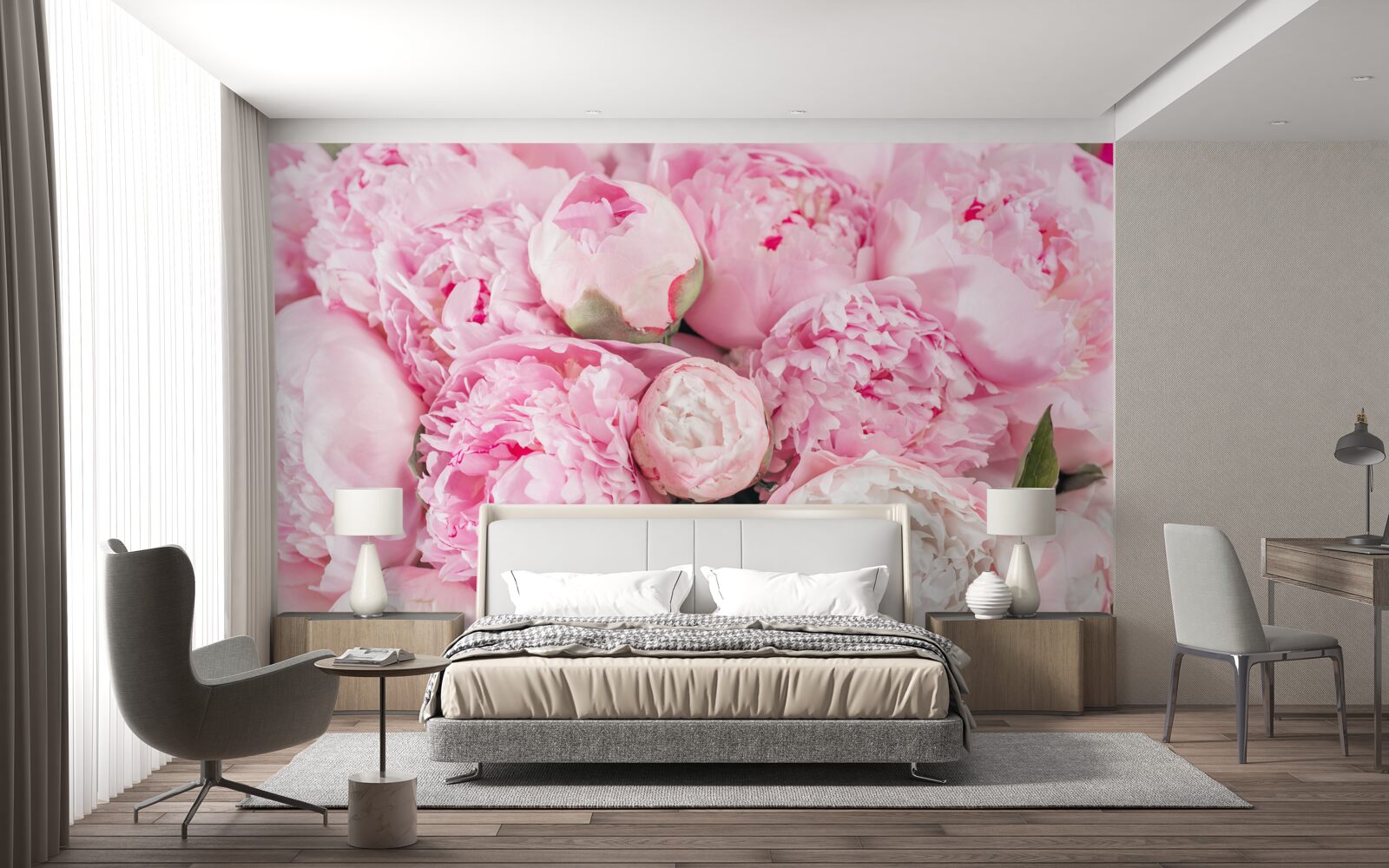 Fotobehang mooie roze pioenrozen