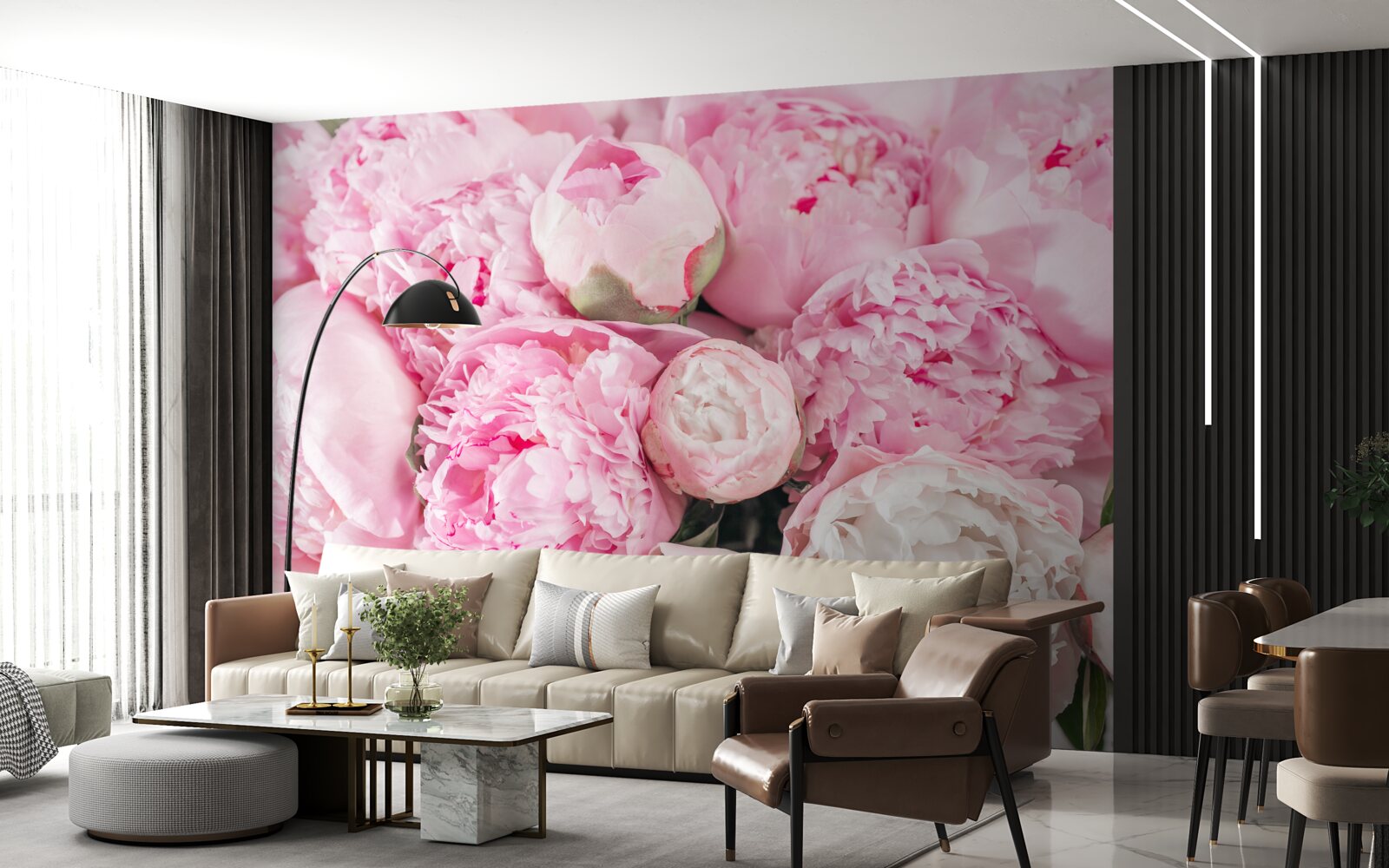 Fotobehang mooie roze pioenrozen