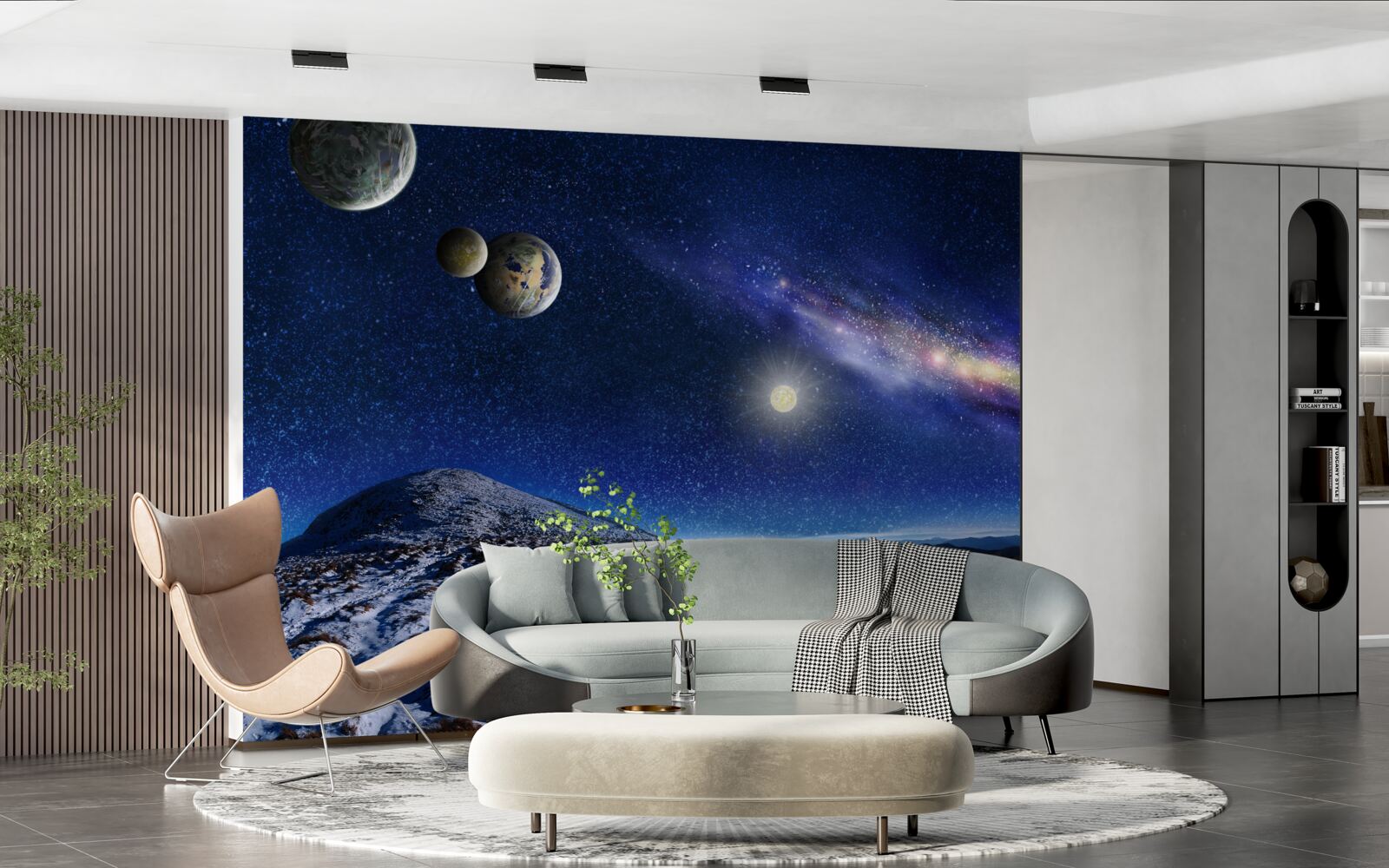 Fotobehang ruimte met meerdere planeten