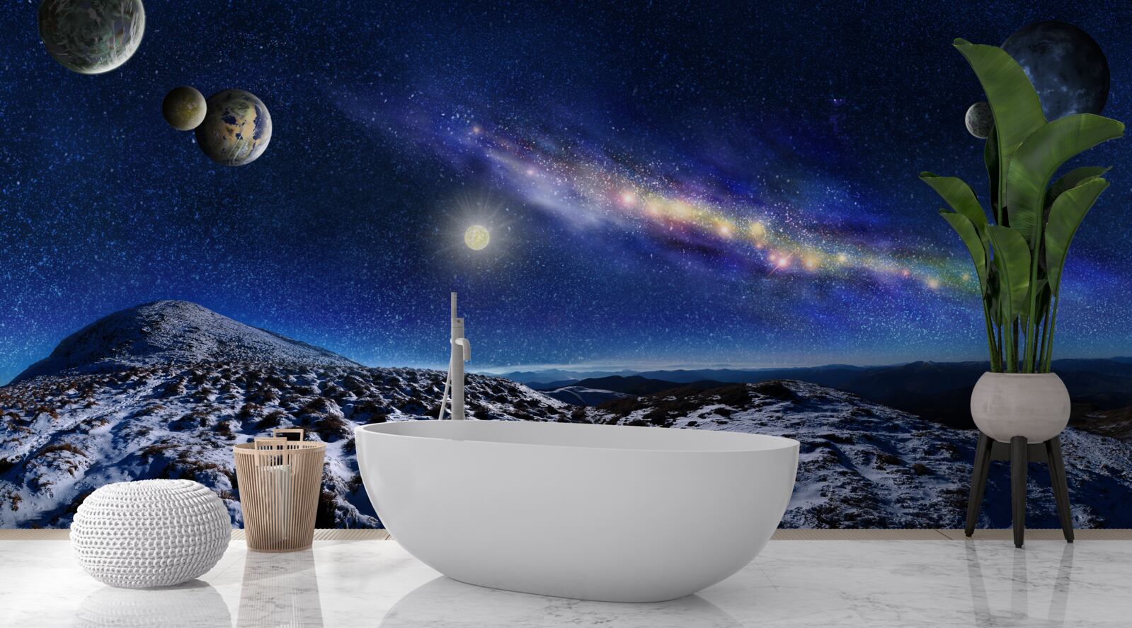 Fotobehang ruimte met meerdere planeten