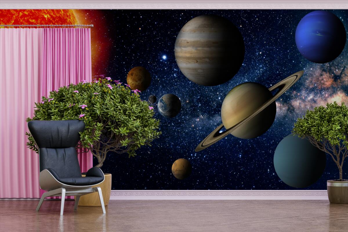 Fotobehang de verhouding tussen de planeten en de zon