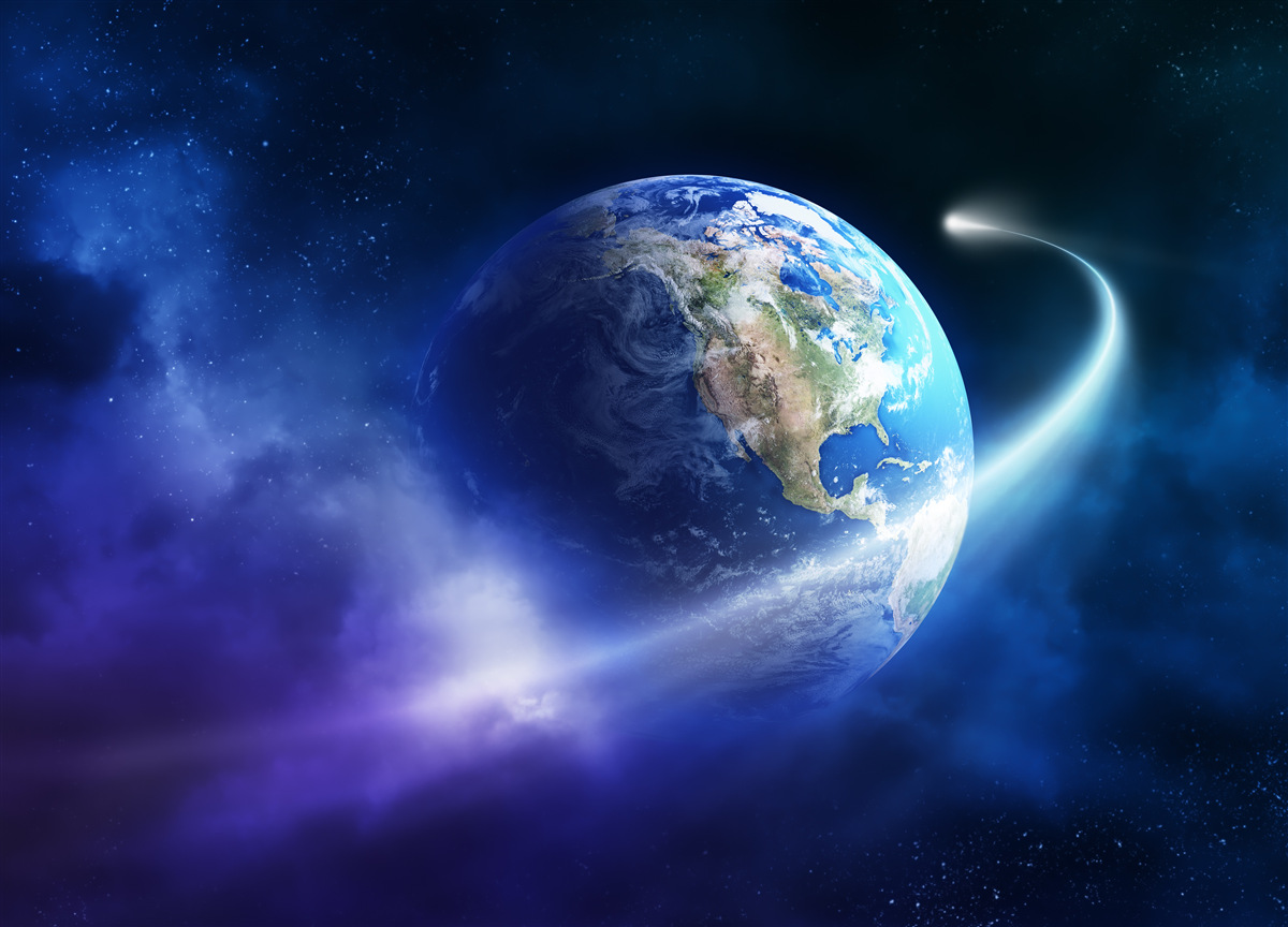 Fotobehang de aarde in de oneindige ruimte van het universum