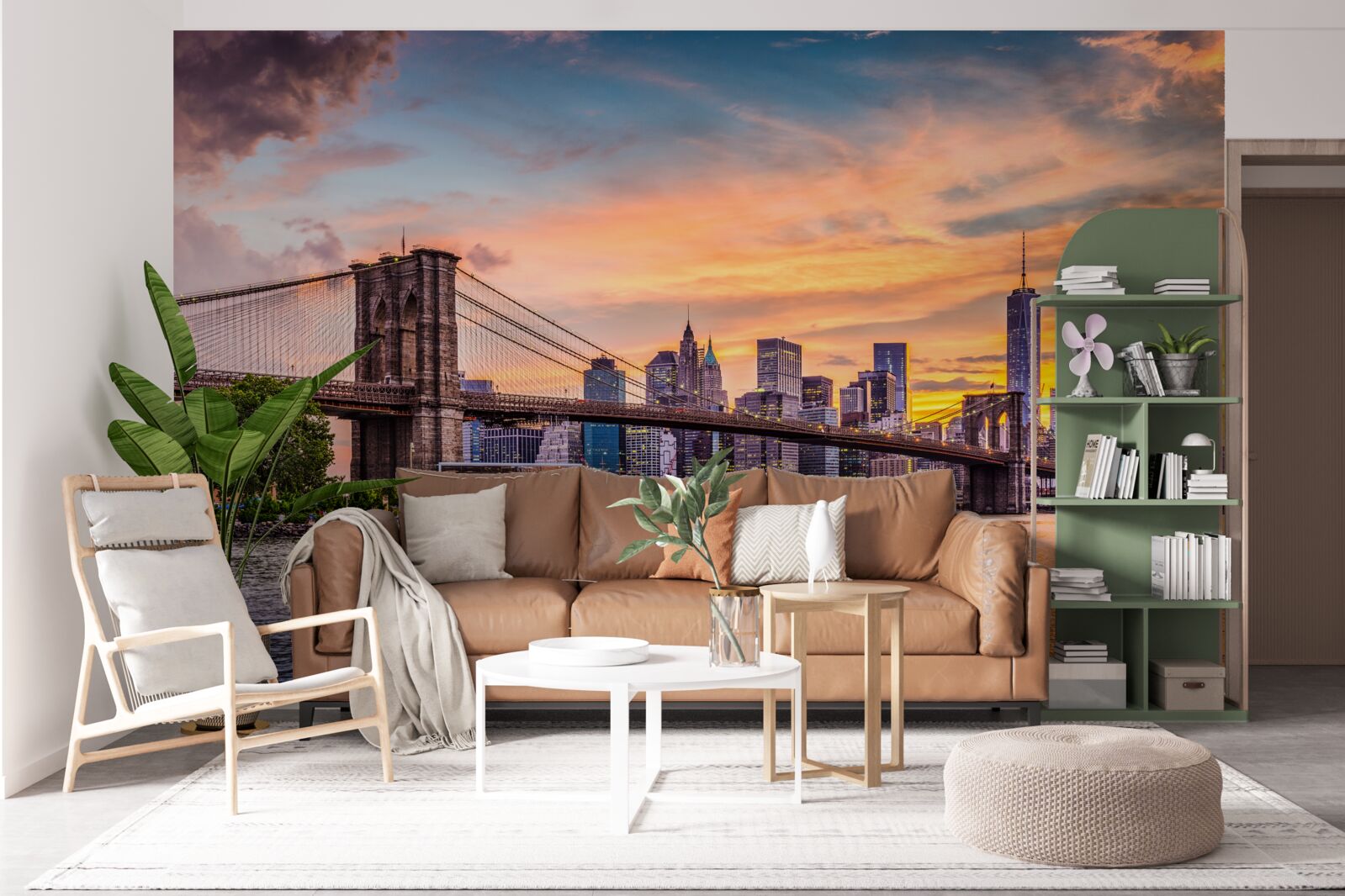 Fotobehang Dageraad over de Brooklyn Bridge